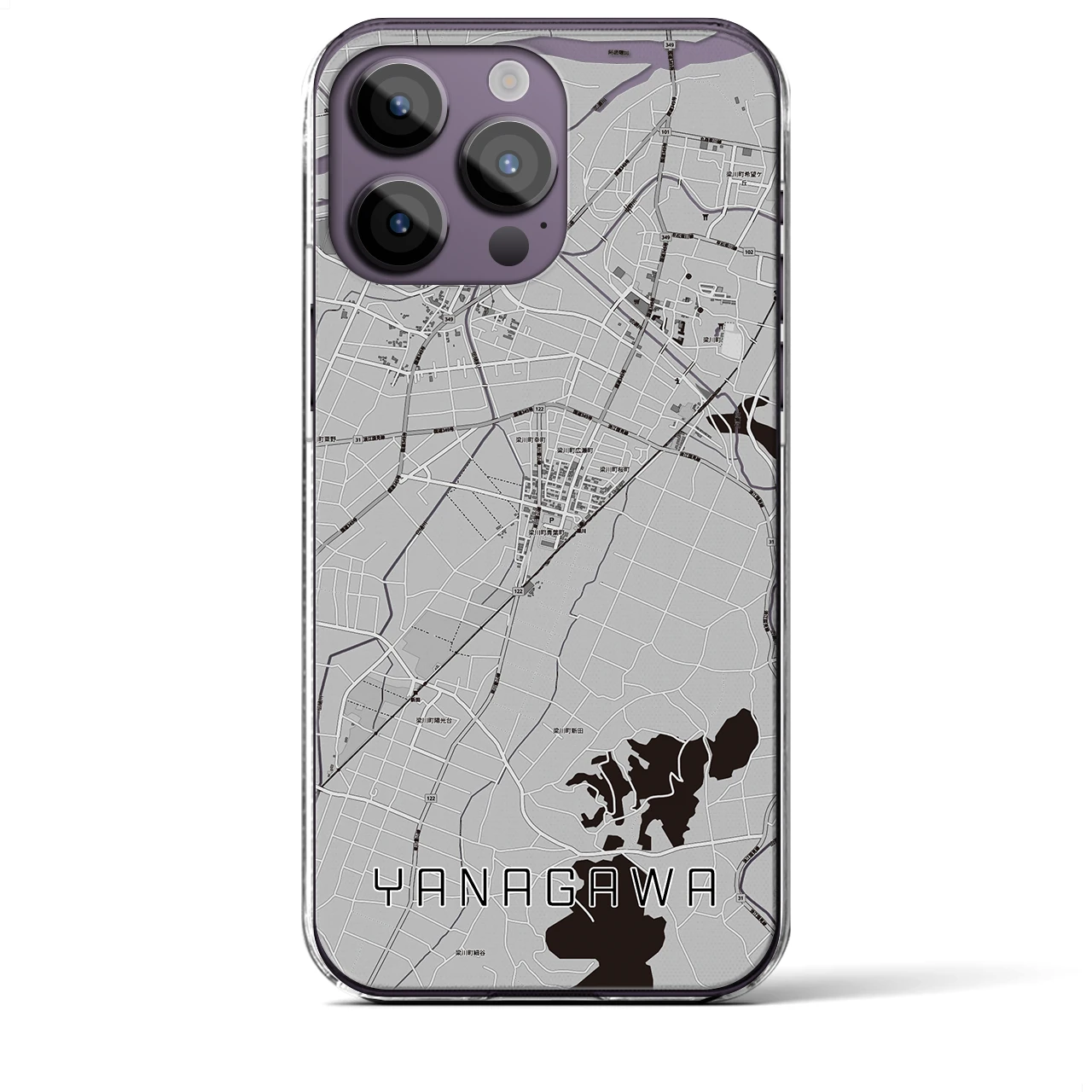 【梁川(福島県)】地図柄iPhoneケース(クリアタイプ)