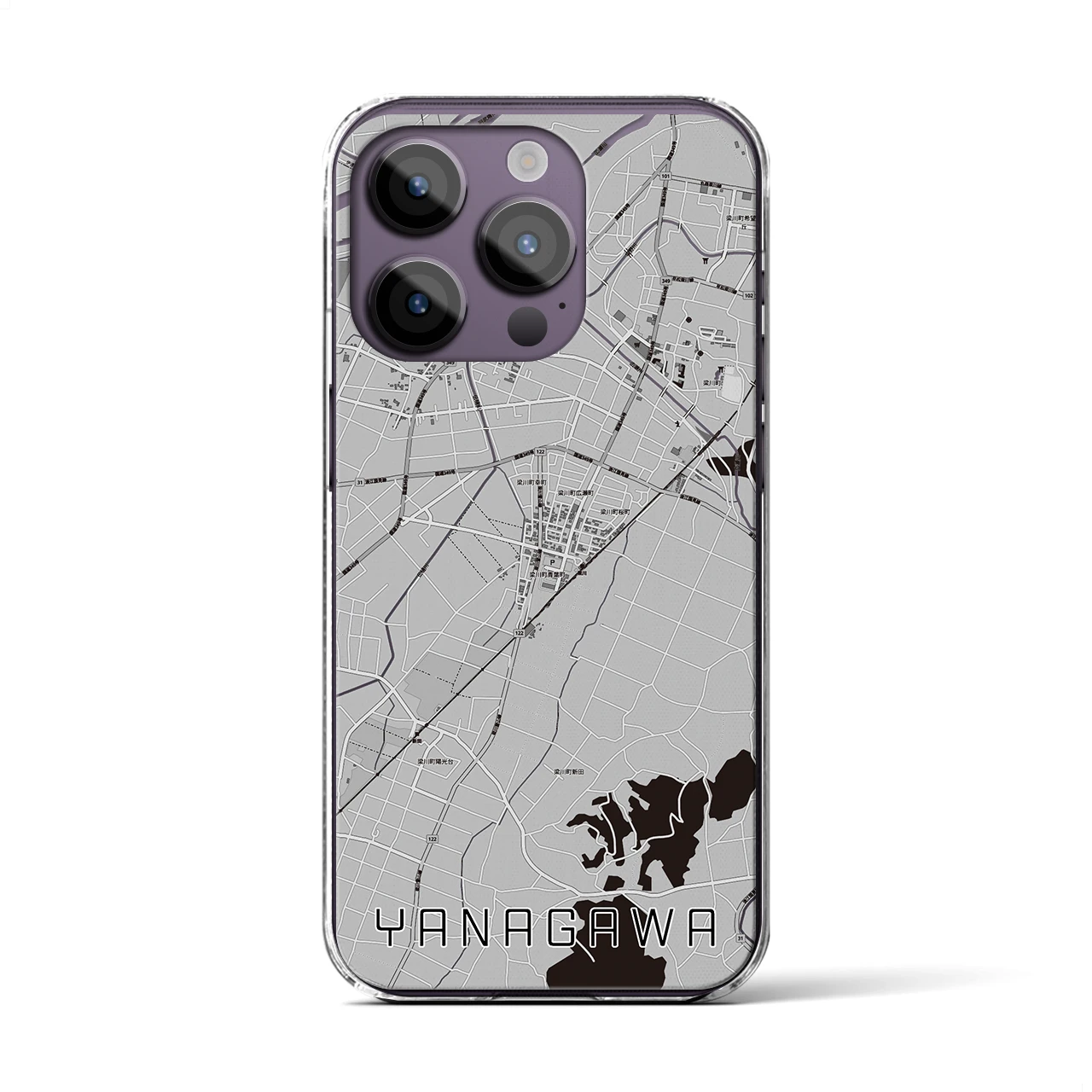 【梁川(福島県)】地図柄iPhoneケース(クリアタイプ)