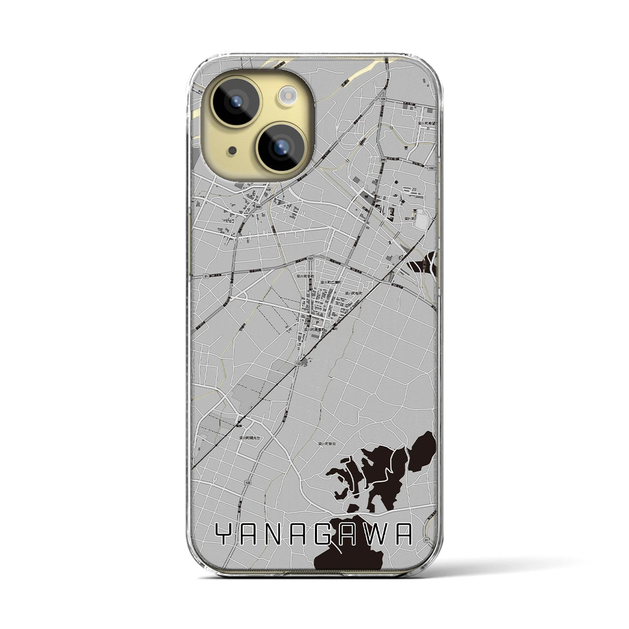 【梁川(福島県)】地図柄iPhoneケース(クリアタイプ)