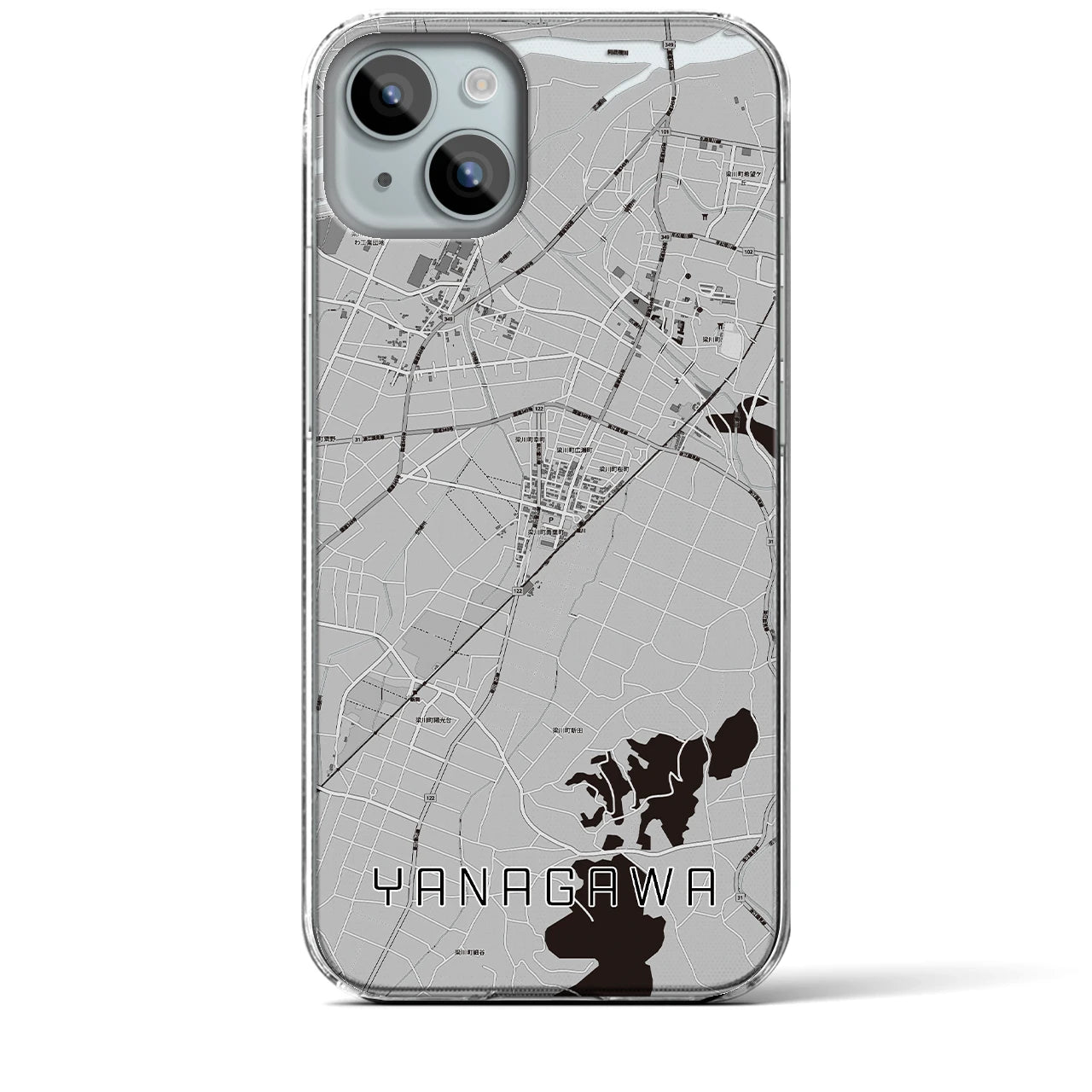 【梁川(福島県)】地図柄iPhoneケース(クリアタイプ)