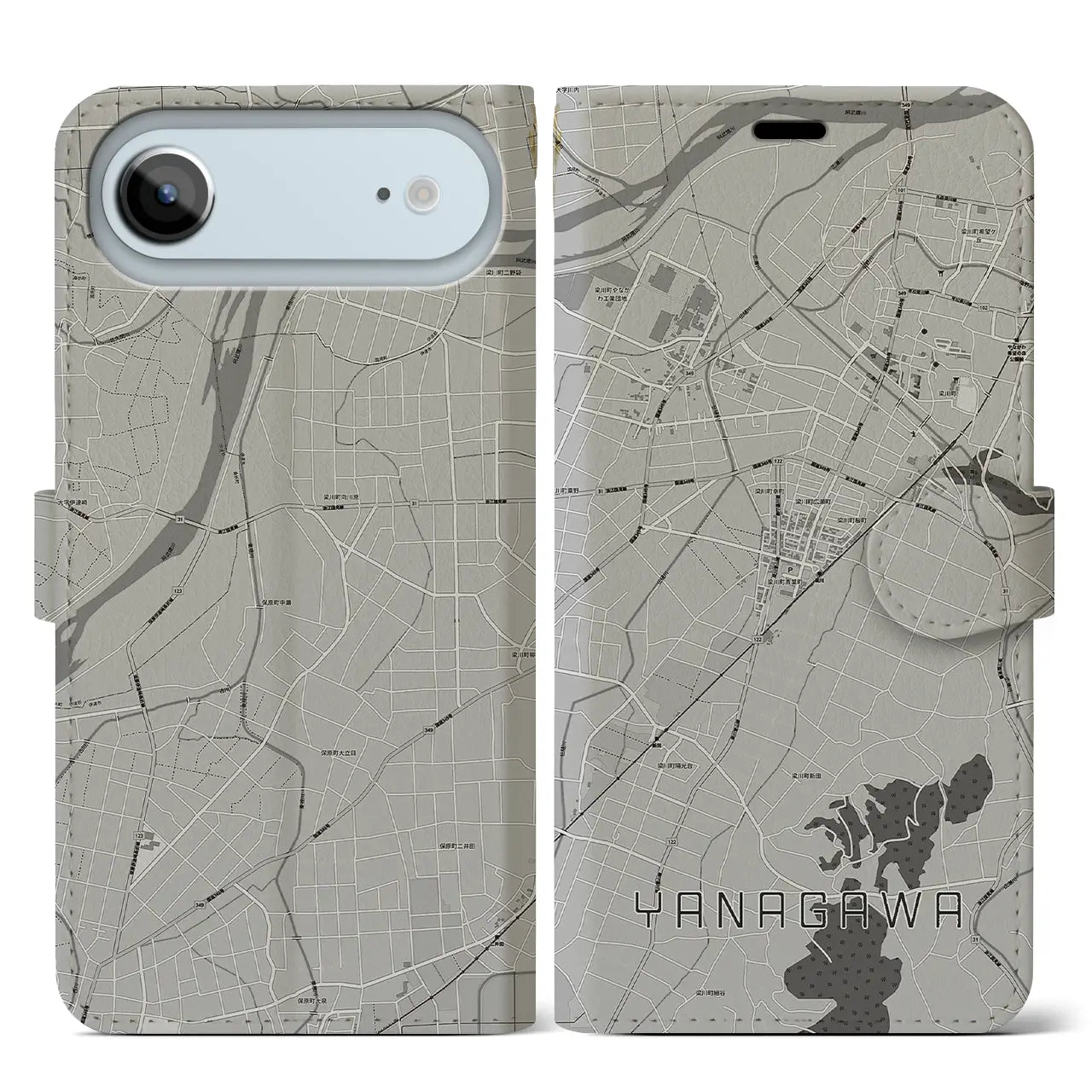 【梁川(福島県)】地図柄iPhoneケース(手帳タイプ)