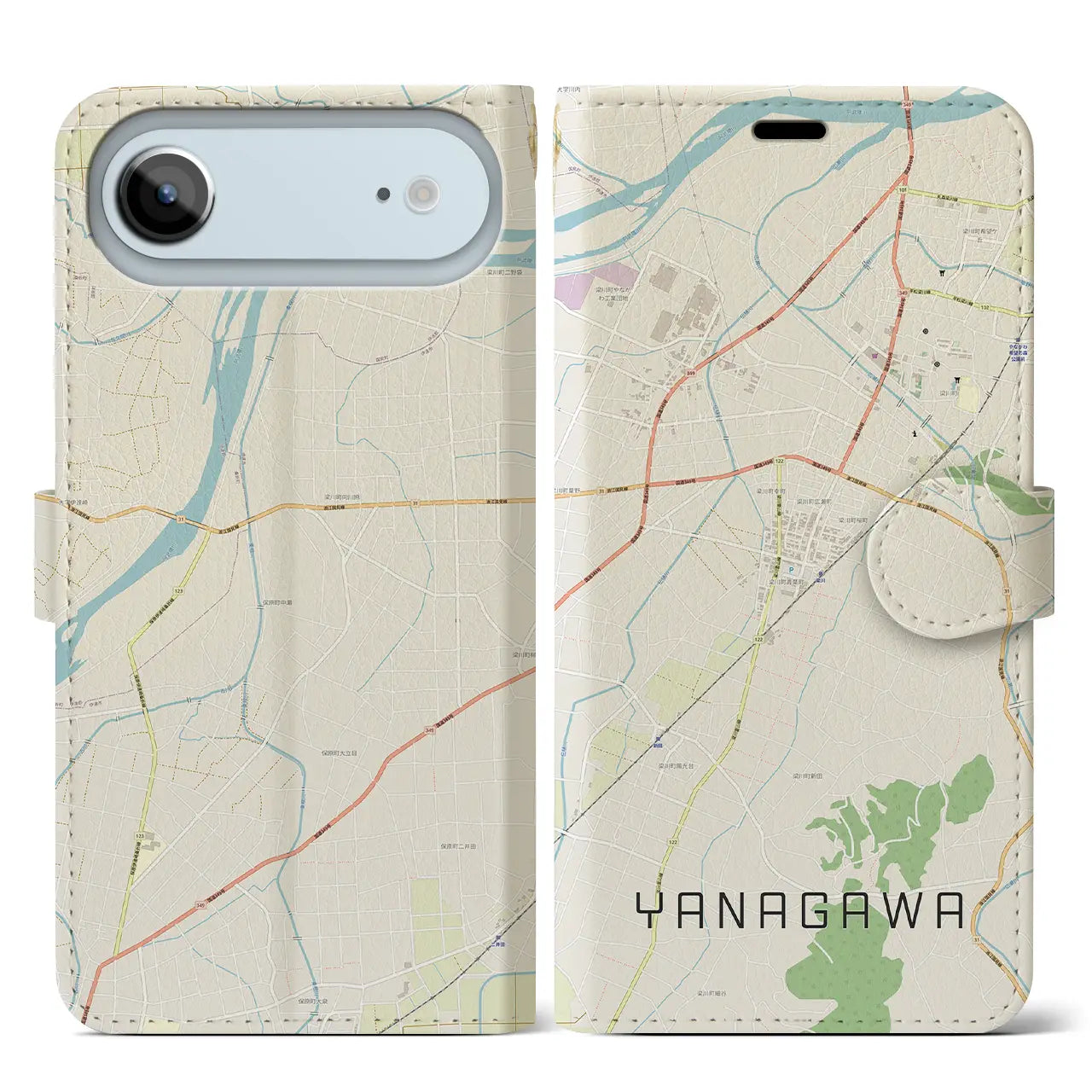 【梁川(福島県)】地図柄iPhoneケース(手帳タイプ)