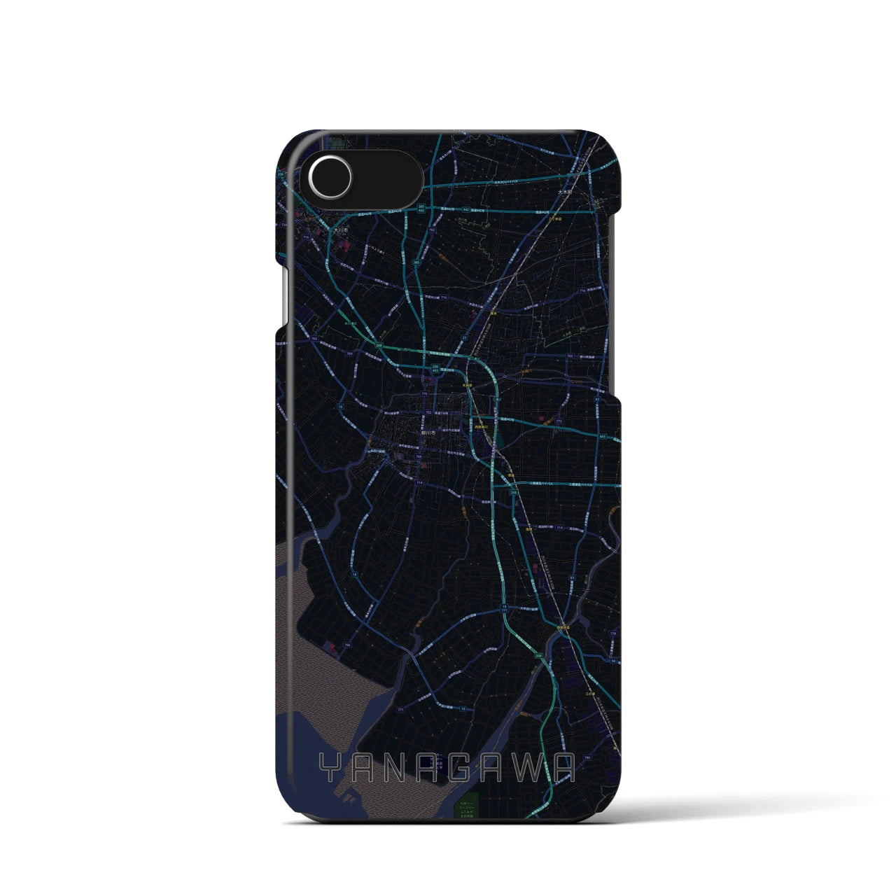 【柳川(福岡県)】地図柄iPhoneケース(バックカバータイプ)