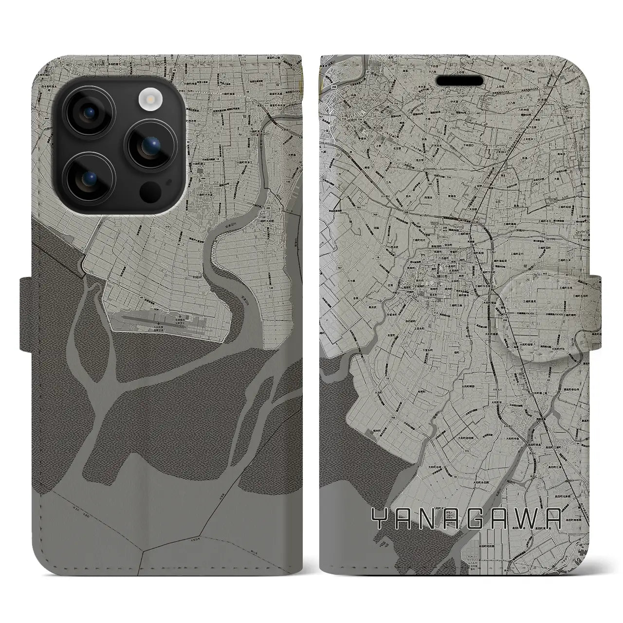 【柳川(福岡県)】地図柄iPhoneケース(手帳タイプ)