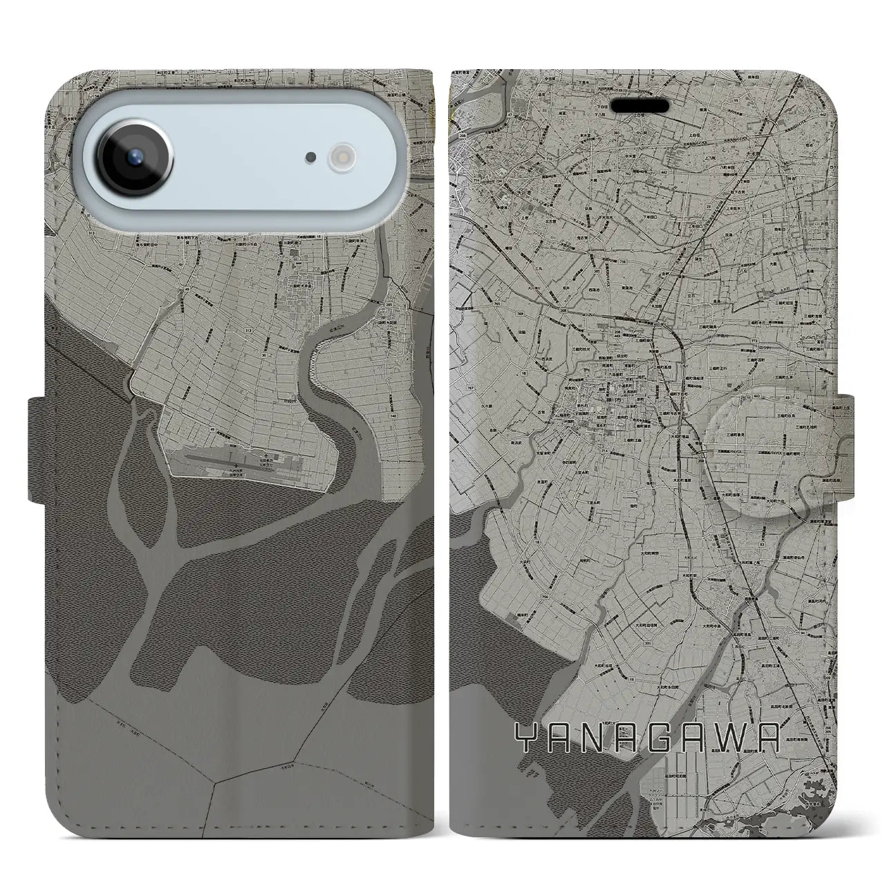 【柳川(福岡県)】地図柄iPhoneケース(手帳タイプ)