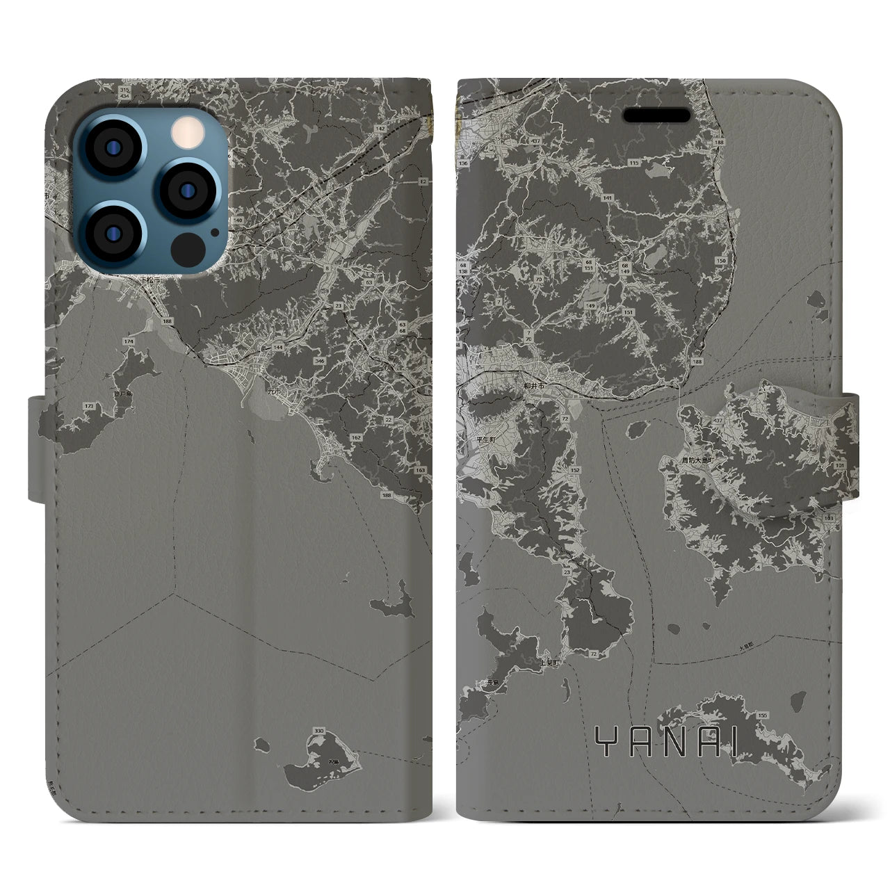 【柳井(山口県)】地図柄iPhoneケース(手帳タイプ)