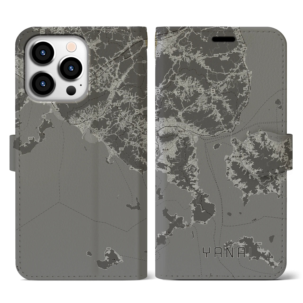 【柳井(山口県)】地図柄iPhoneケース(手帳タイプ)