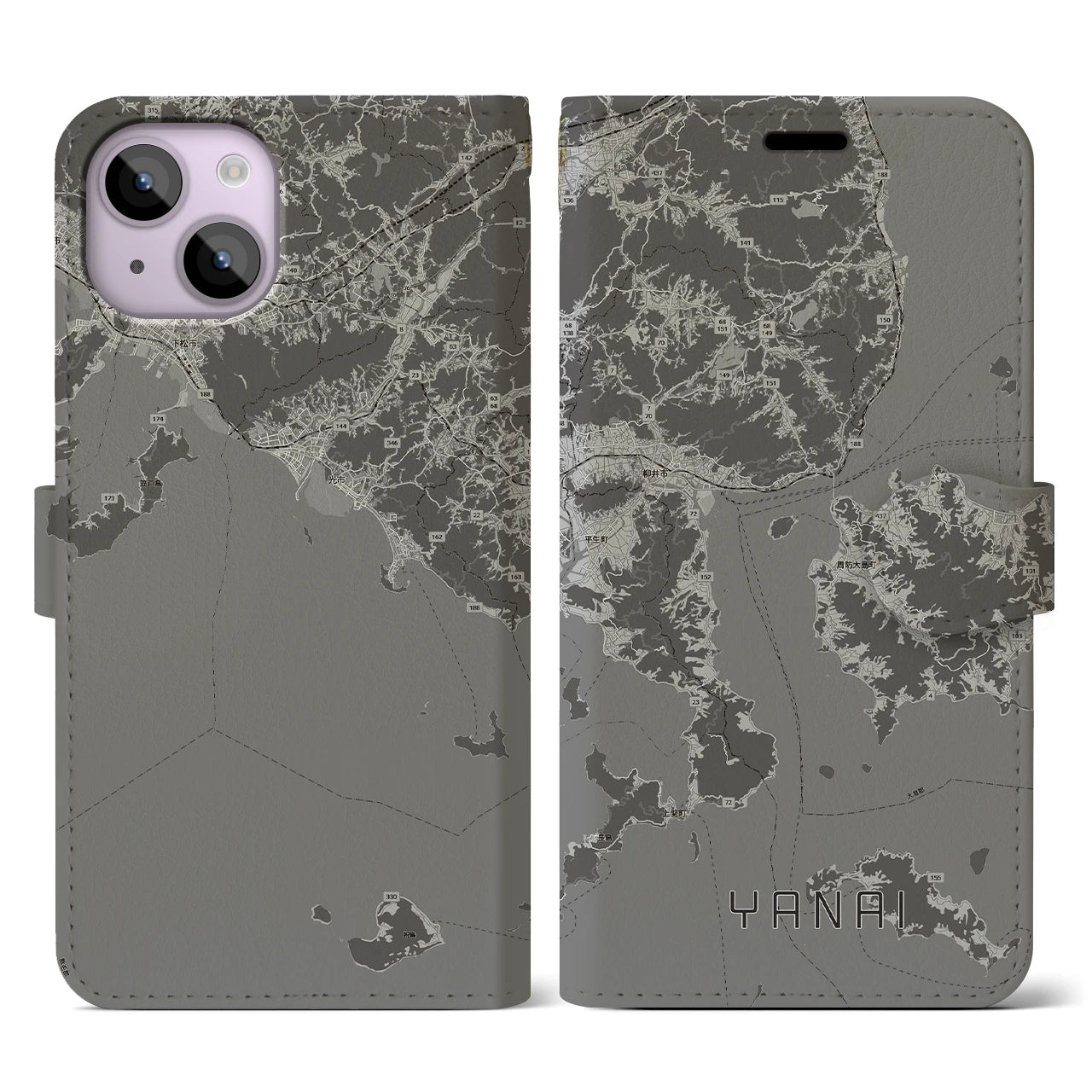 【柳井(山口県)】地図柄iPhoneケース(手帳タイプ)