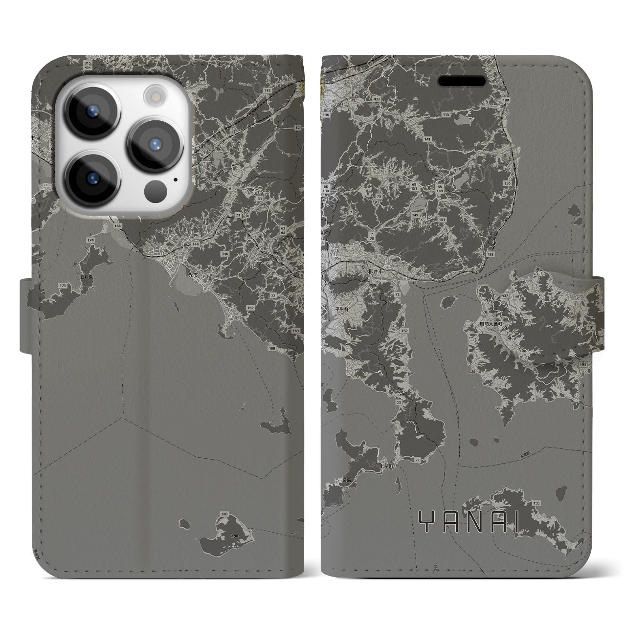 【柳井(山口県)】地図柄iPhoneケース(手帳タイプ)