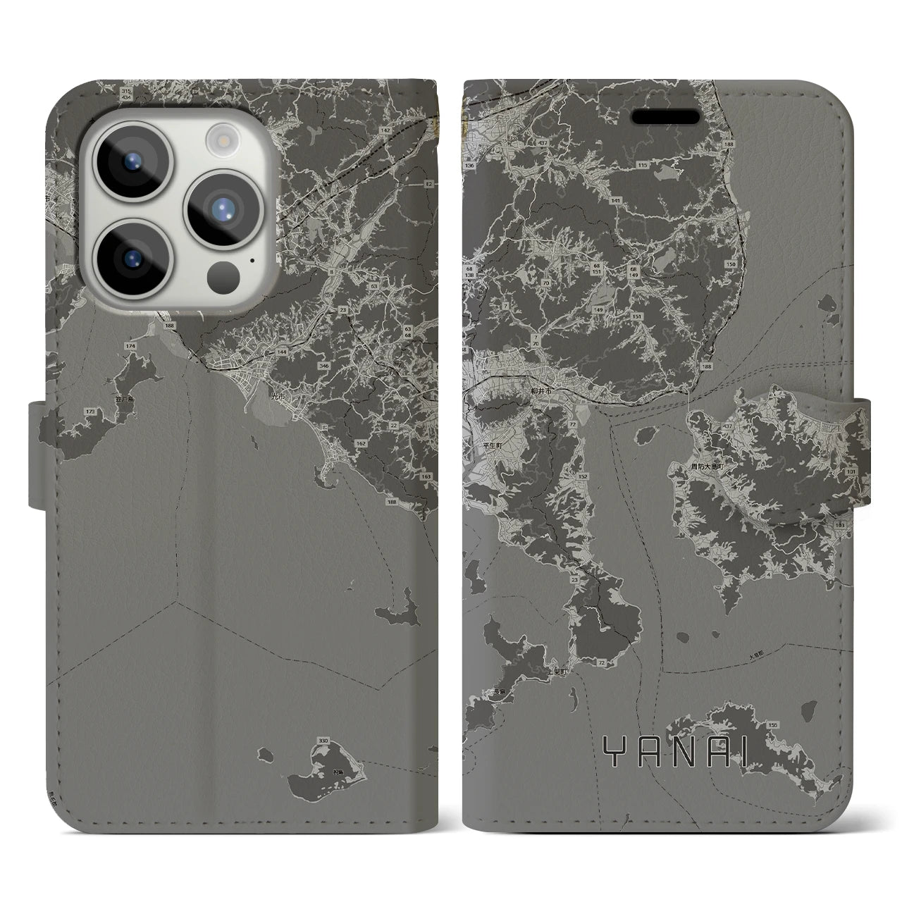 【柳井(山口県)】地図柄iPhoneケース(手帳タイプ)