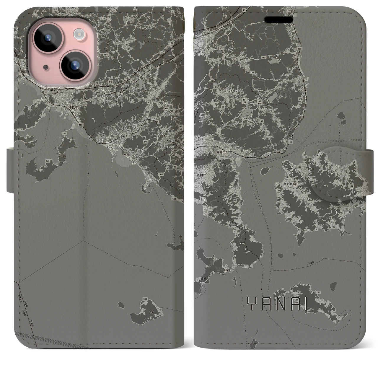 【柳井(山口県)】地図柄iPhoneケース(手帳タイプ)