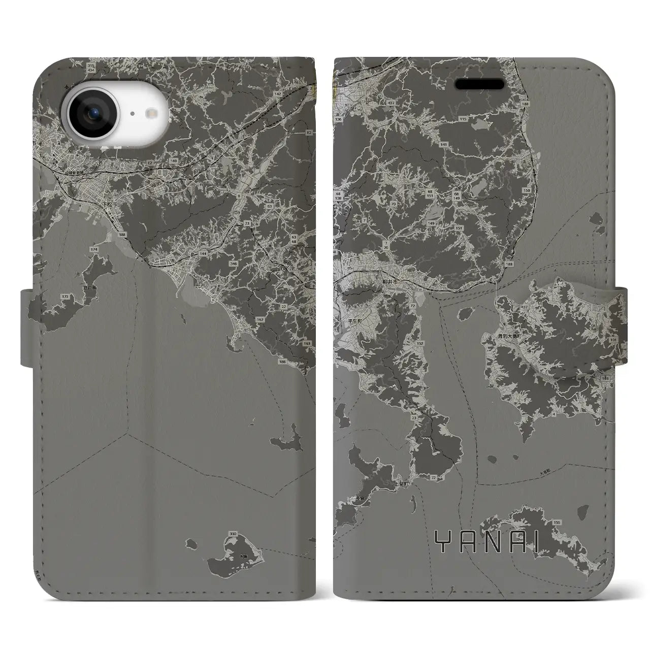 【柳井(山口県)】地図柄iPhoneケース(手帳タイプ)