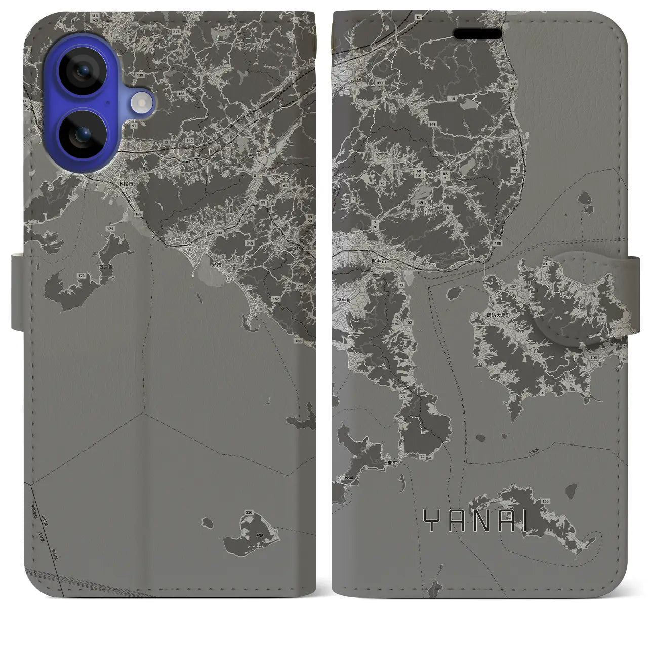 【柳井(山口県)】地図柄iPhoneケース(手帳タイプ)