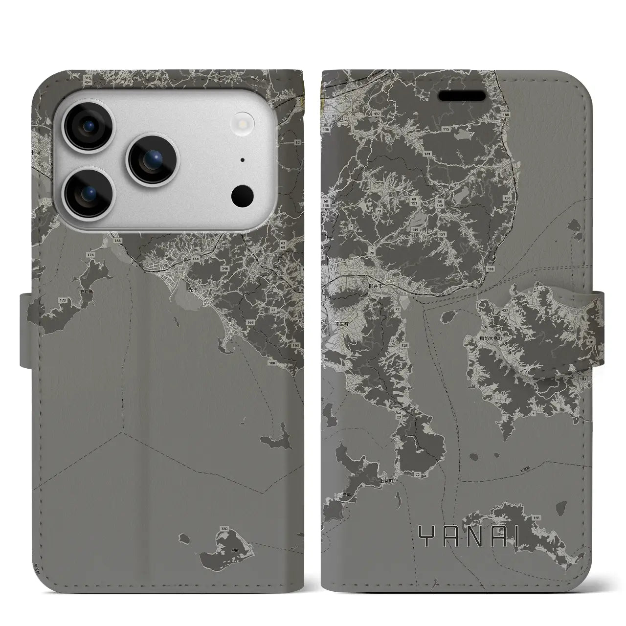 【柳井(山口県)】地図柄iPhoneケース(手帳タイプ)