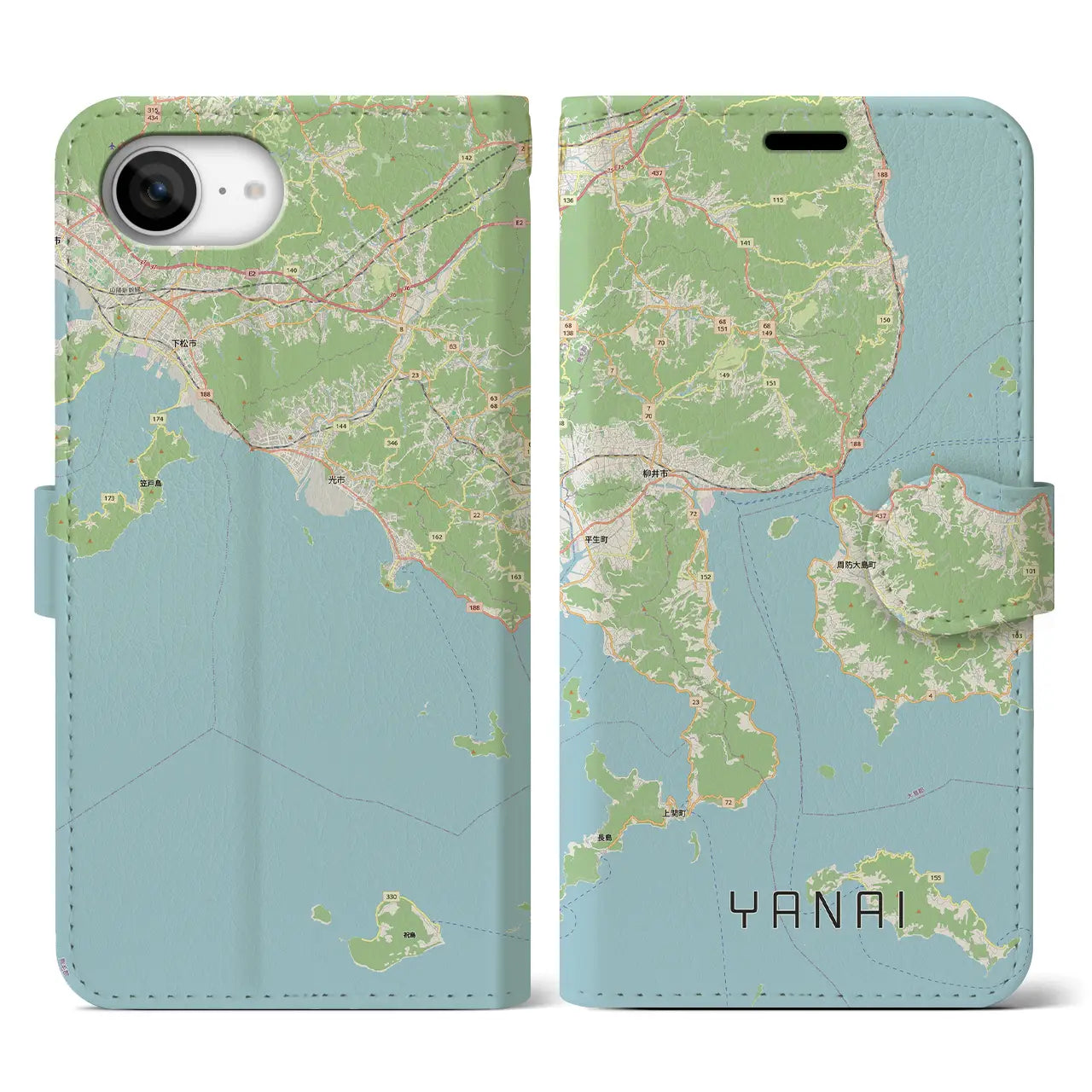 【柳井(山口県)】地図柄iPhoneケース(手帳タイプ)