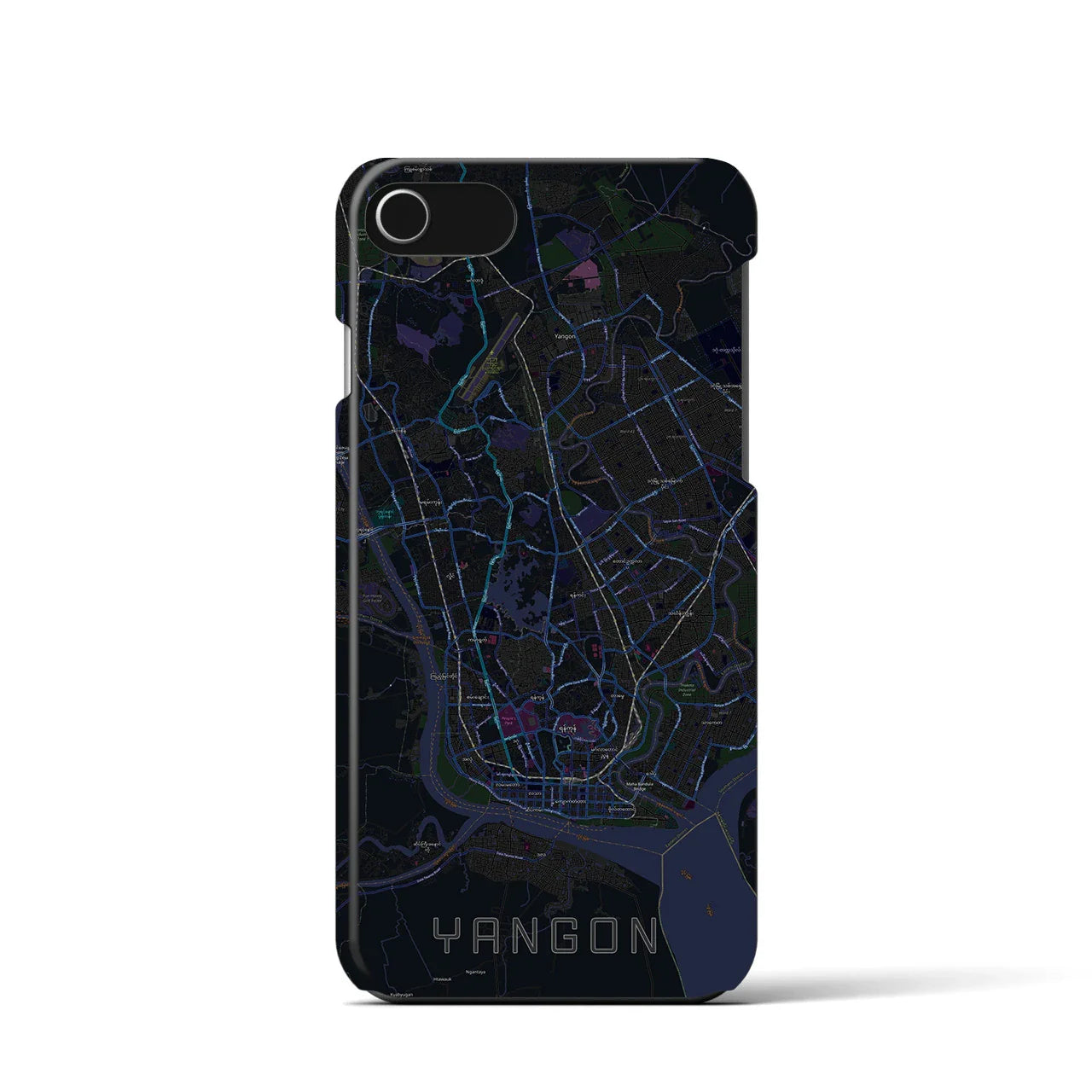 【ヤンゴン(ミャンマー)】地図柄iPhoneケース(バックカバータイプ)