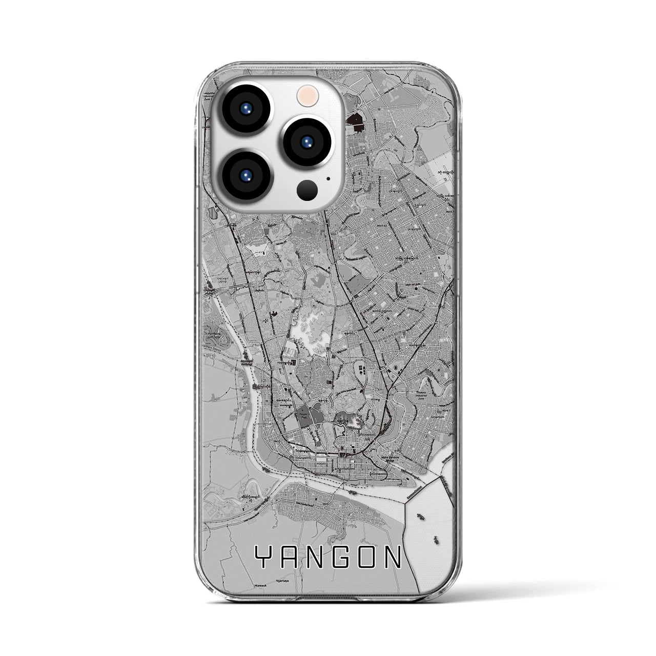 【ヤンゴン(ミャンマー)】地図柄iPhoneケース(クリアタイプ)