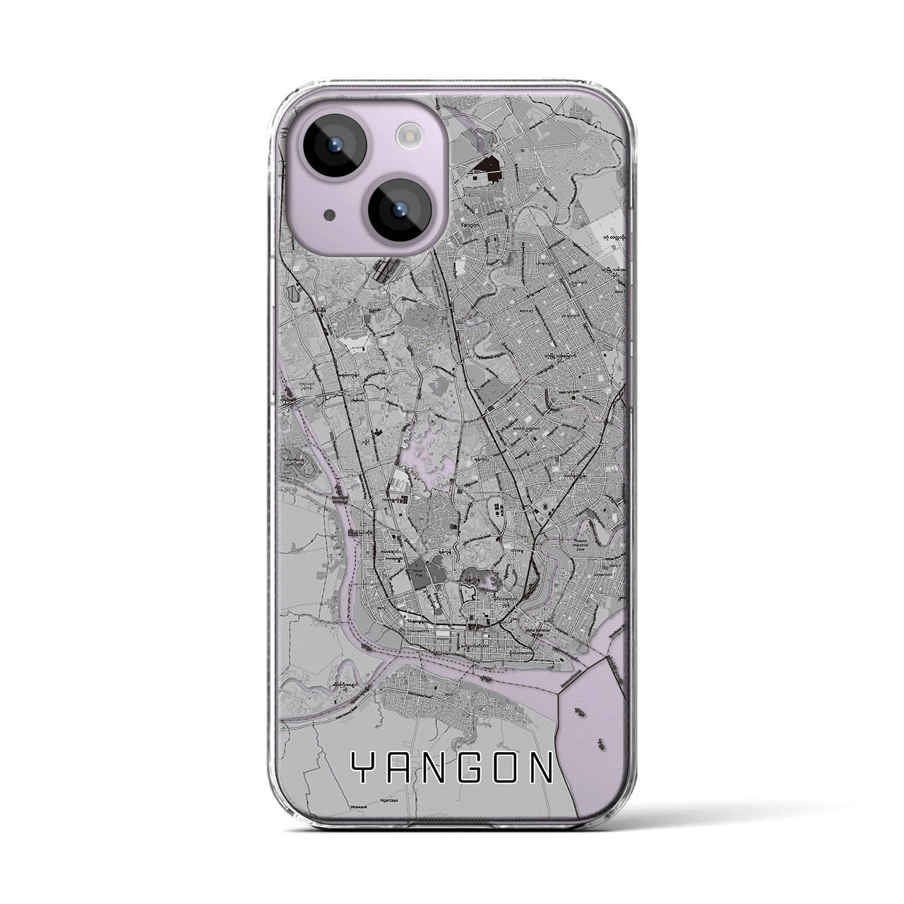 【ヤンゴン(ミャンマー)】地図柄iPhoneケース(クリアタイプ)