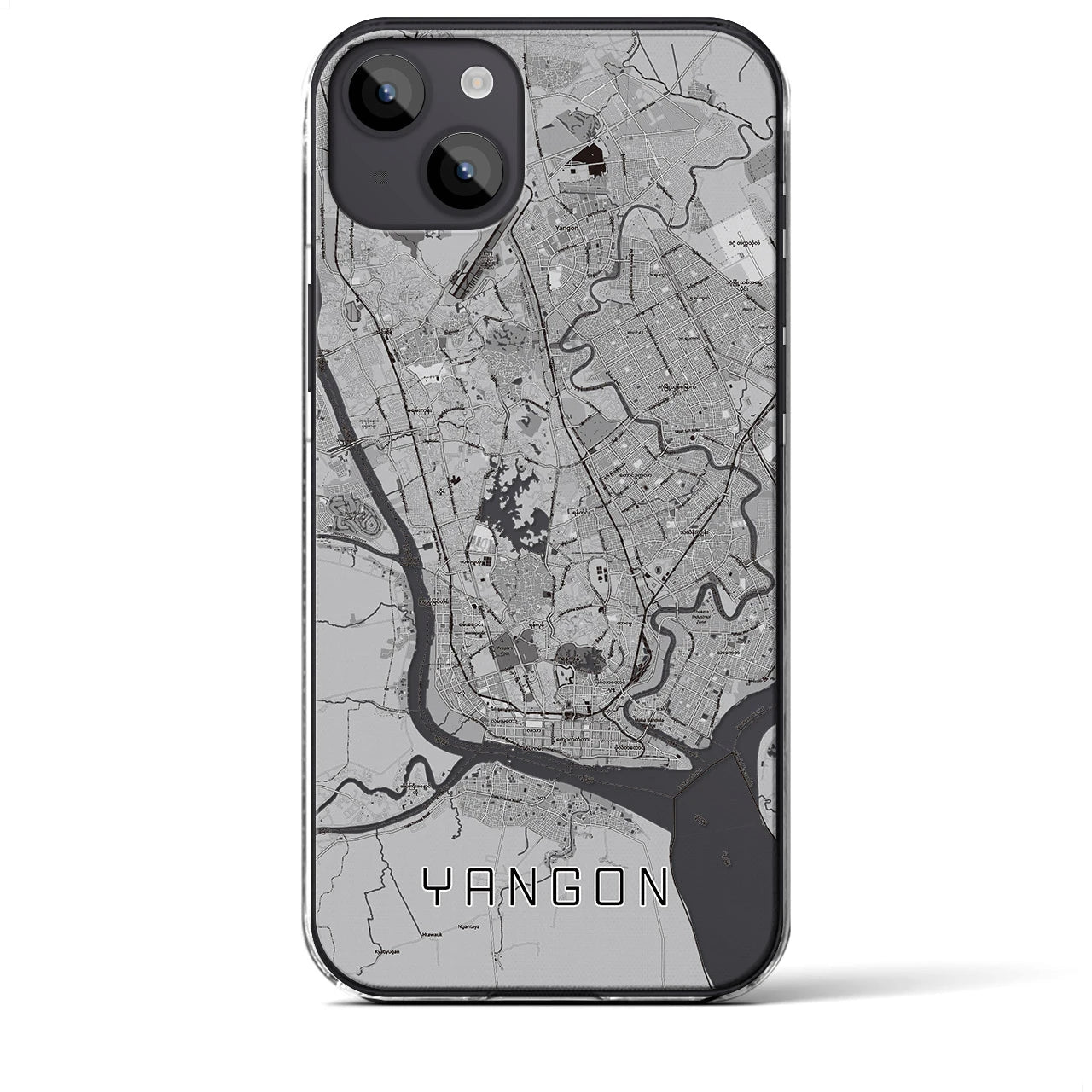 【ヤンゴン(ミャンマー)】地図柄iPhoneケース(クリアタイプ)