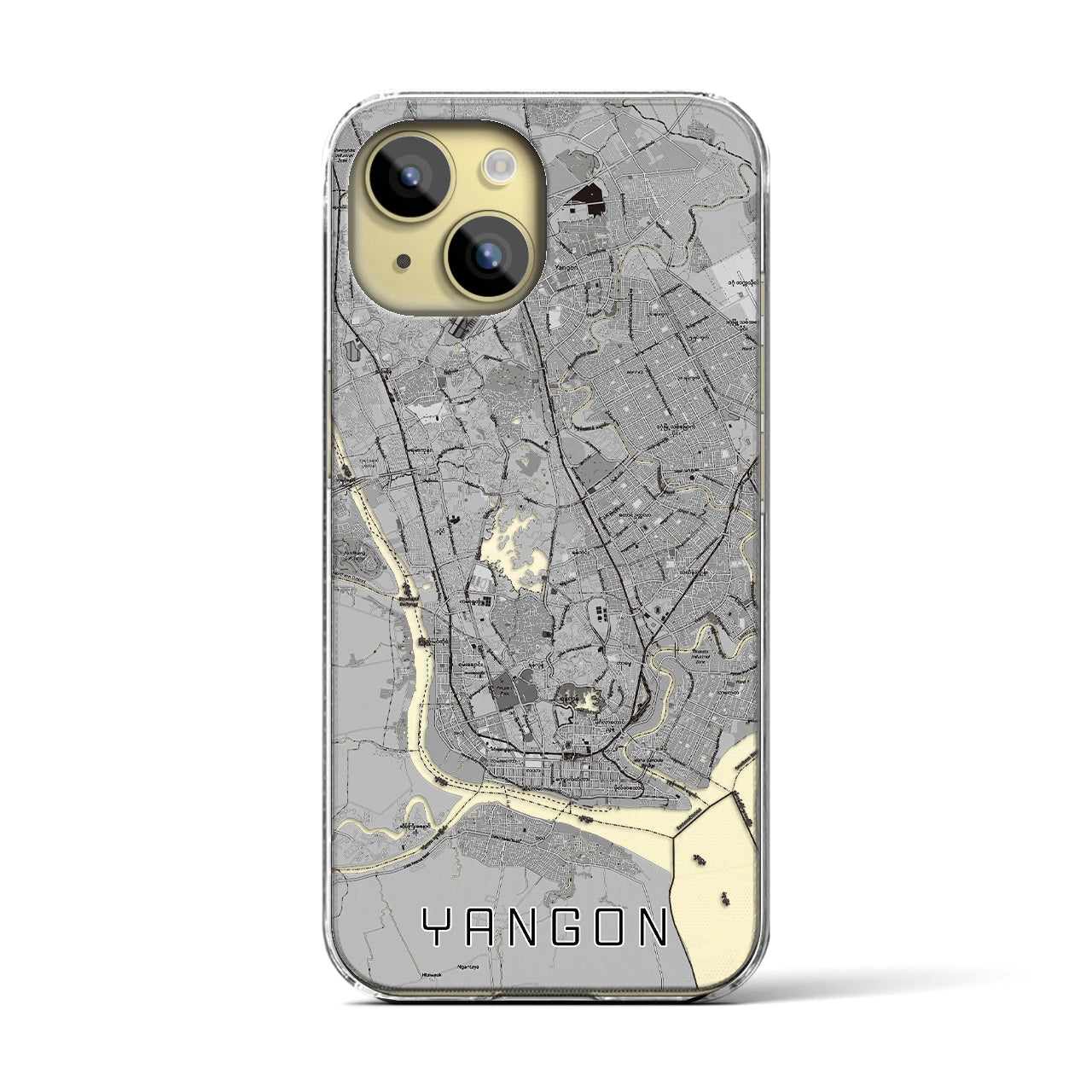 【ヤンゴン(ミャンマー)】地図柄iPhoneケース(クリアタイプ)