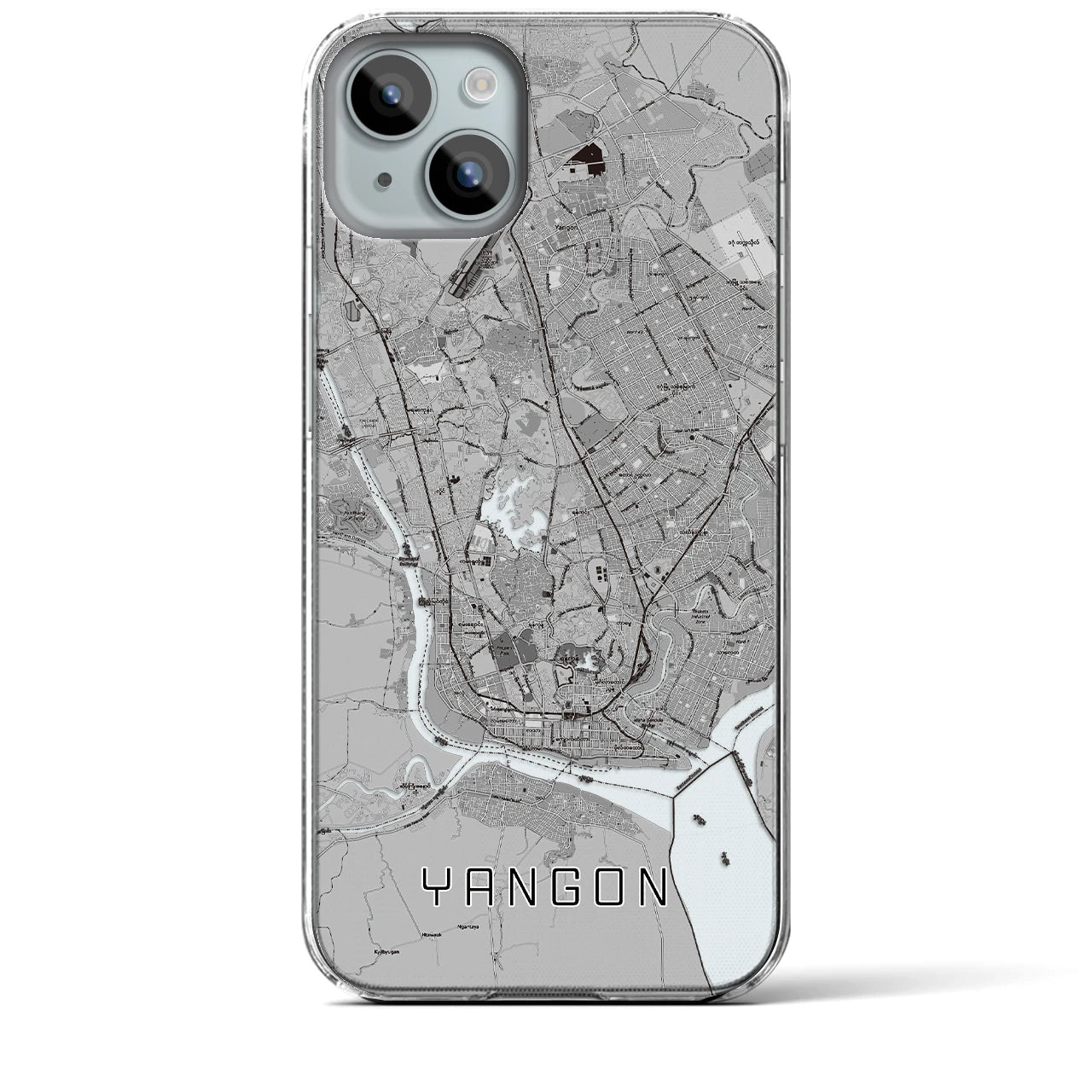 【ヤンゴン(ミャンマー)】地図柄iPhoneケース(クリアタイプ)