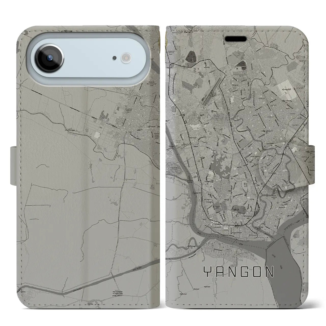 【ヤンゴン(ミャンマー)】地図柄iPhoneケース(手帳タイプ)