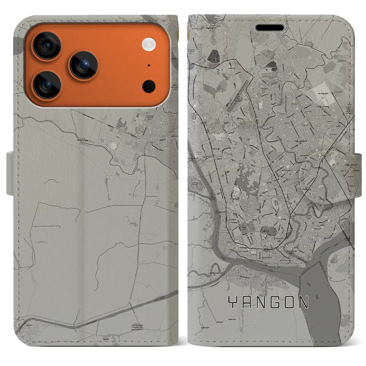 【ヤンゴン(ミャンマー)】地図柄iPhoneケース(手帳タイプ)