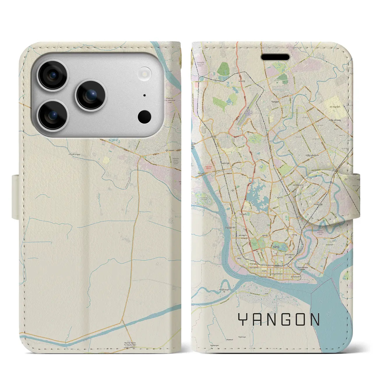 【ヤンゴン(ミャンマー)】地図柄iPhoneケース(手帳タイプ)