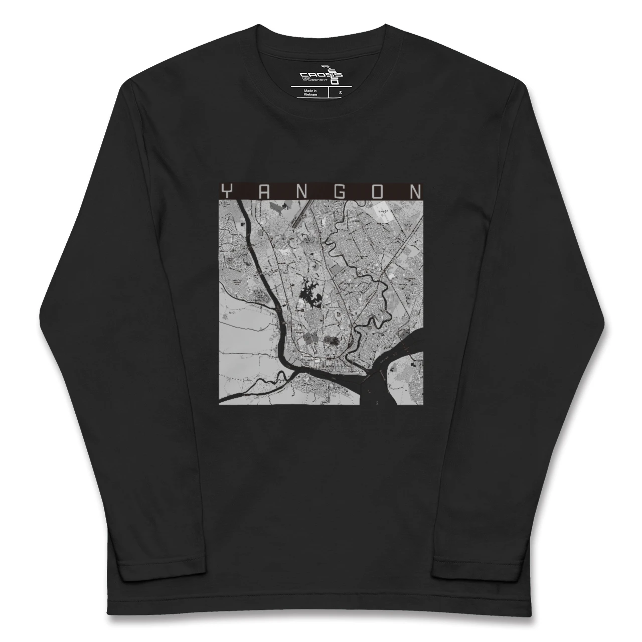 【ヤンゴン(ミャンマー)】地図柄ロングスリーブTシャツ