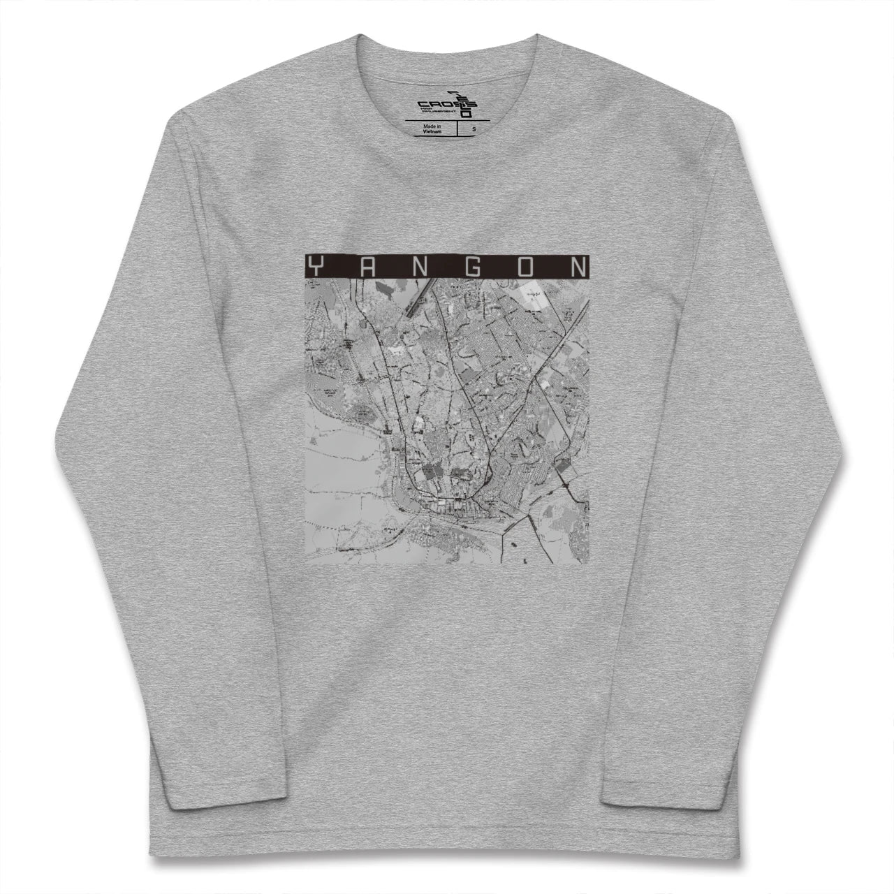 【ヤンゴン(ミャンマー)】地図柄ロングスリーブTシャツ