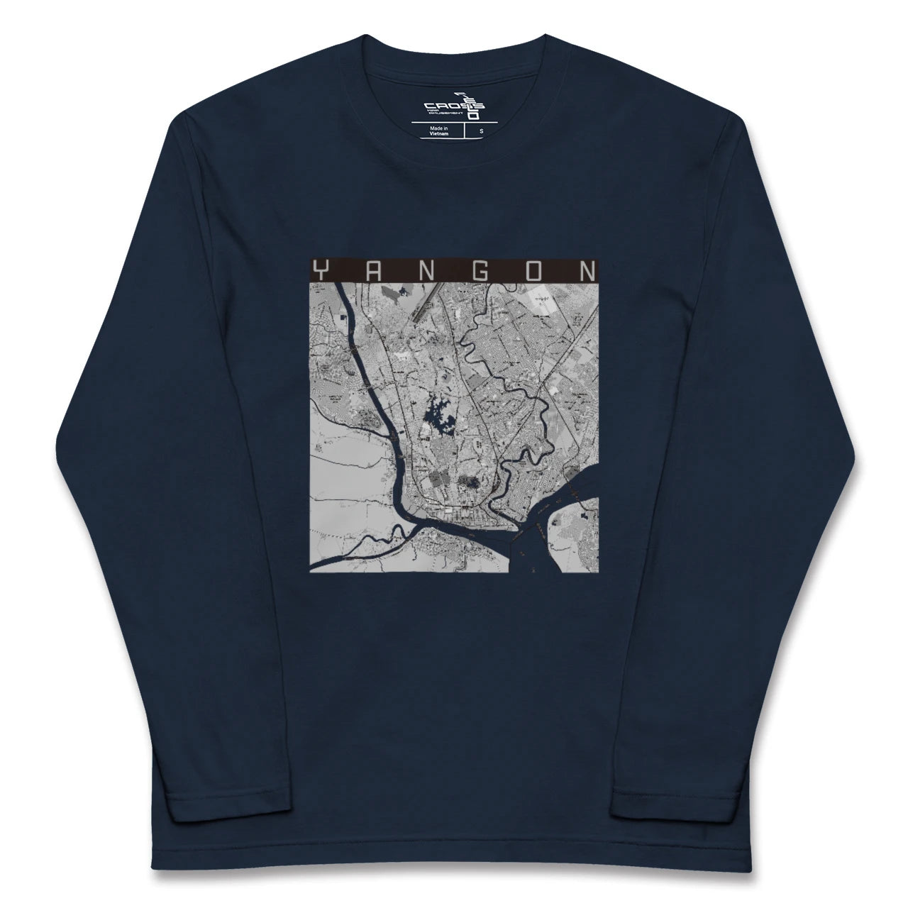 【ヤンゴン(ミャンマー)】地図柄ロングスリーブTシャツ