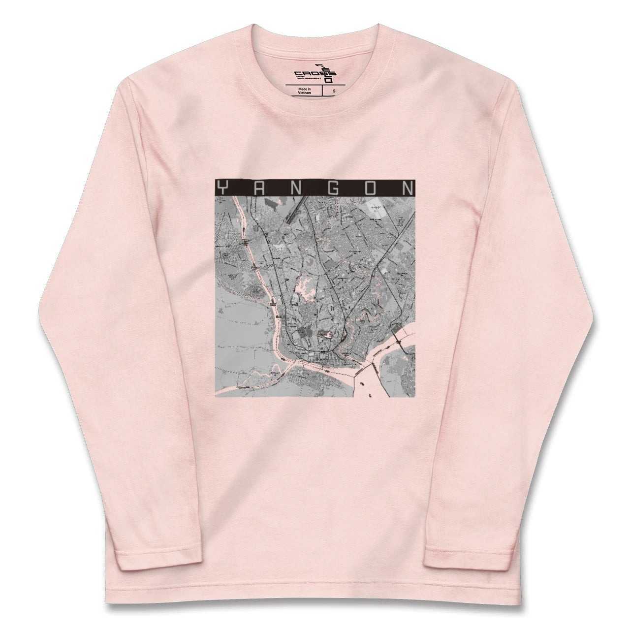 【ヤンゴン(ミャンマー)】地図柄ロングスリーブTシャツ