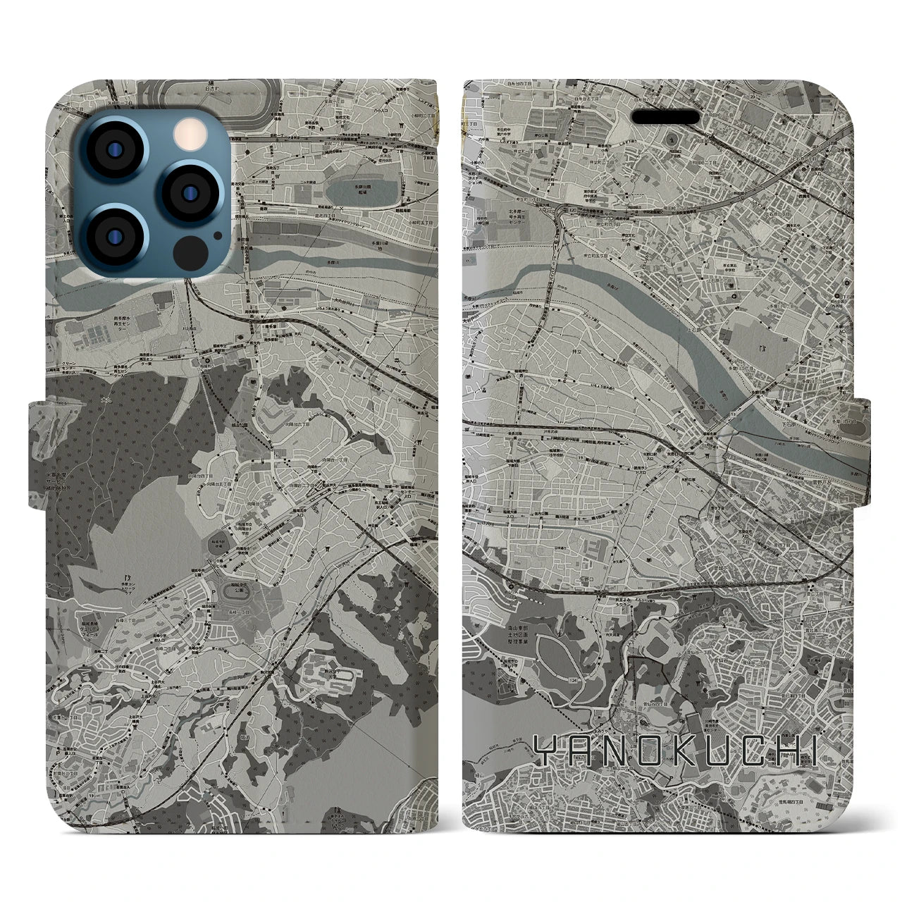 【矢野口(東京都)】地図柄iPhoneケース(手帳タイプ)