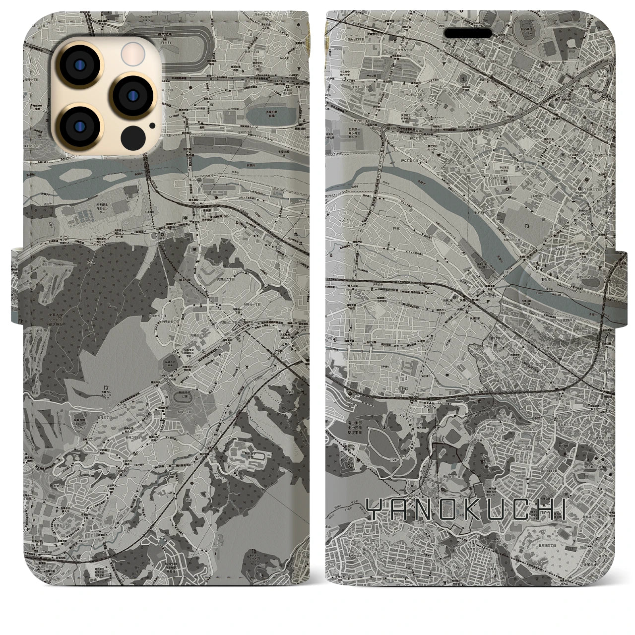 【矢野口(東京都)】地図柄iPhoneケース(手帳タイプ)