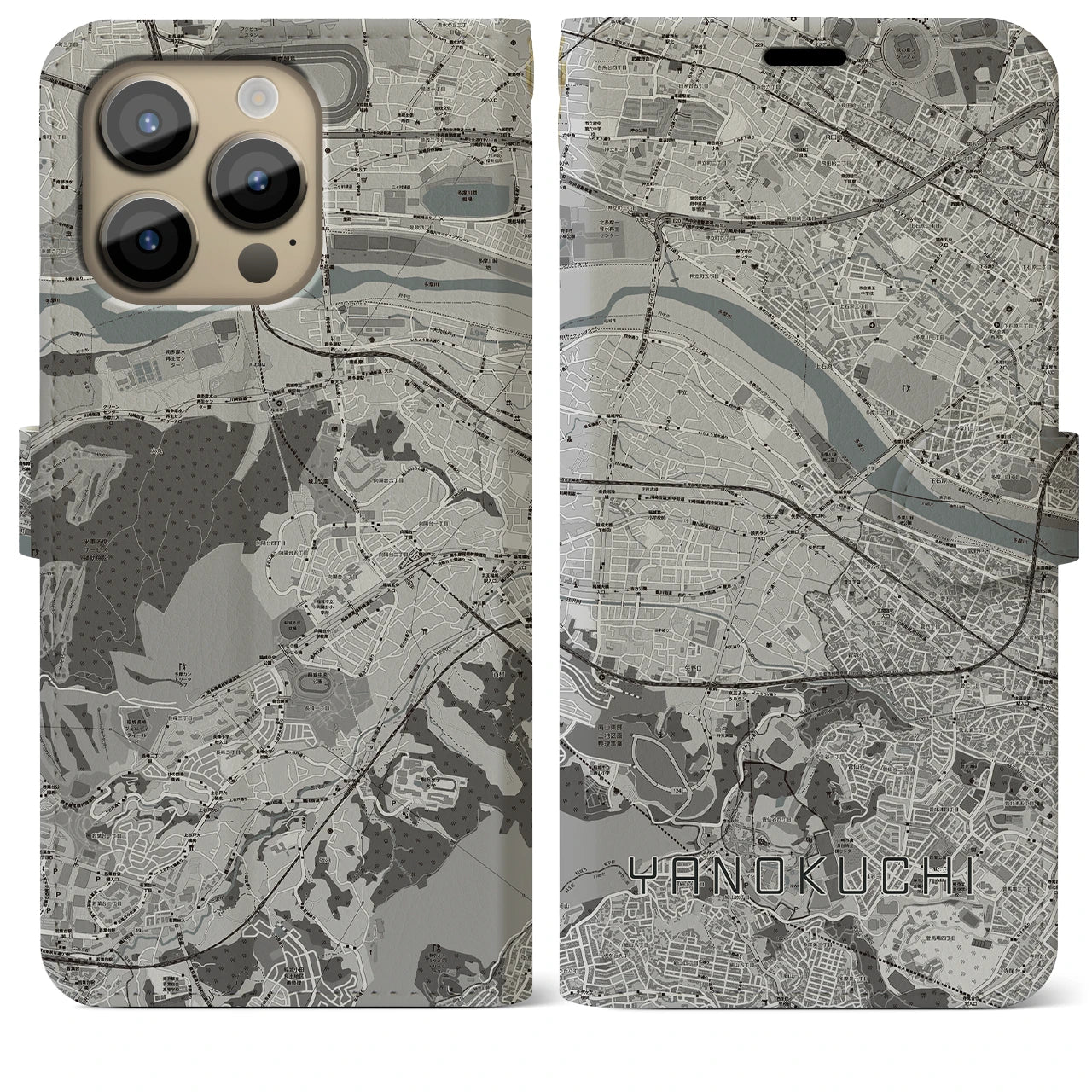 【矢野口(東京都)】地図柄iPhoneケース(手帳タイプ)