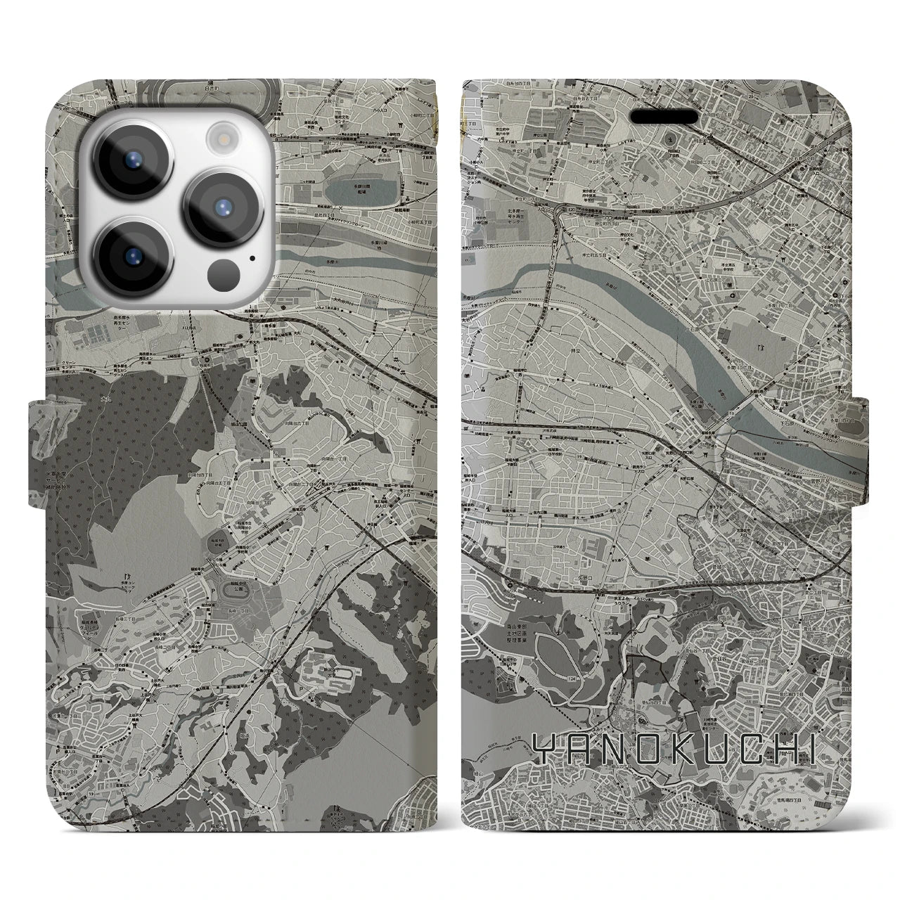 【矢野口(東京都)】地図柄iPhoneケース(手帳タイプ)