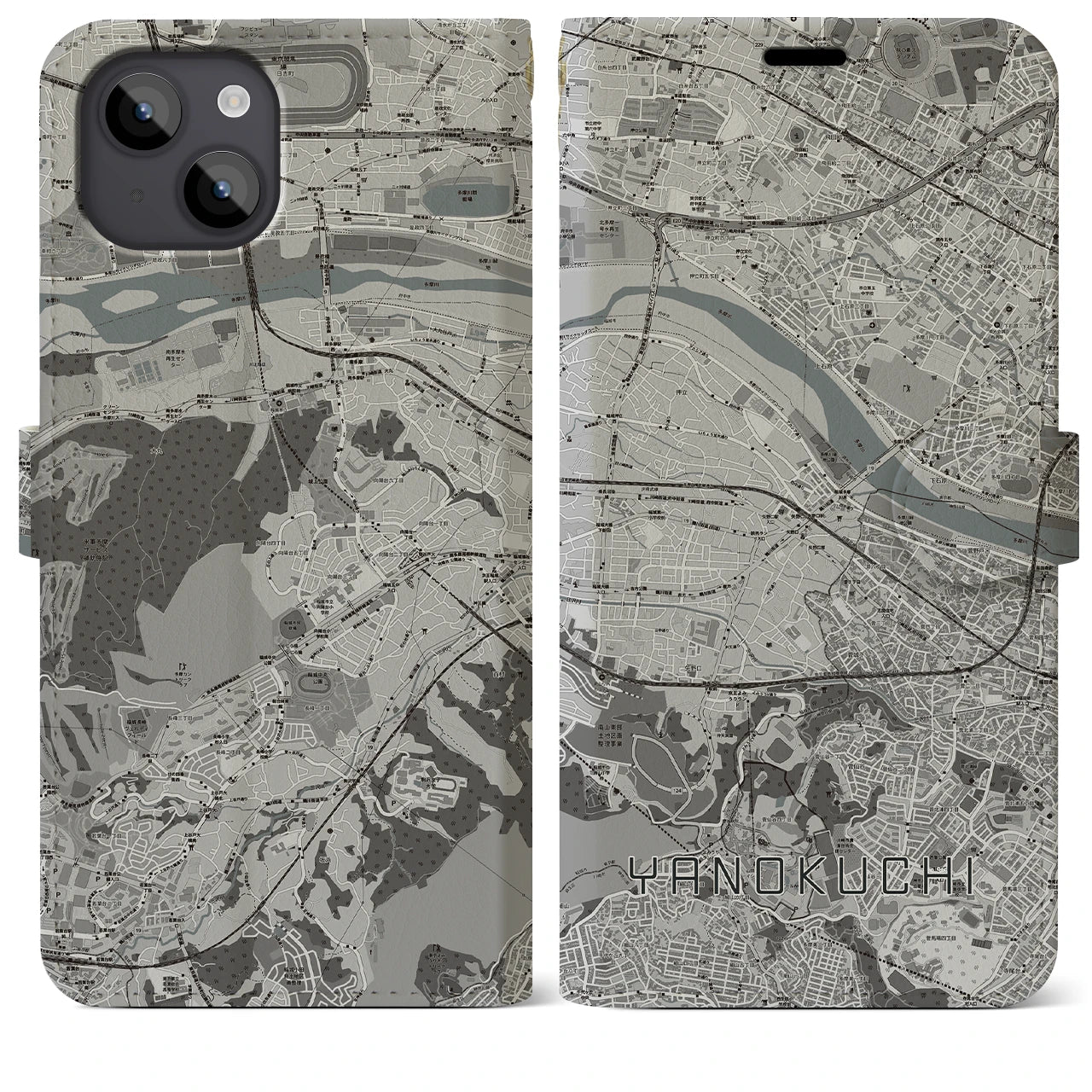 【矢野口(東京都)】地図柄iPhoneケース(手帳タイプ)