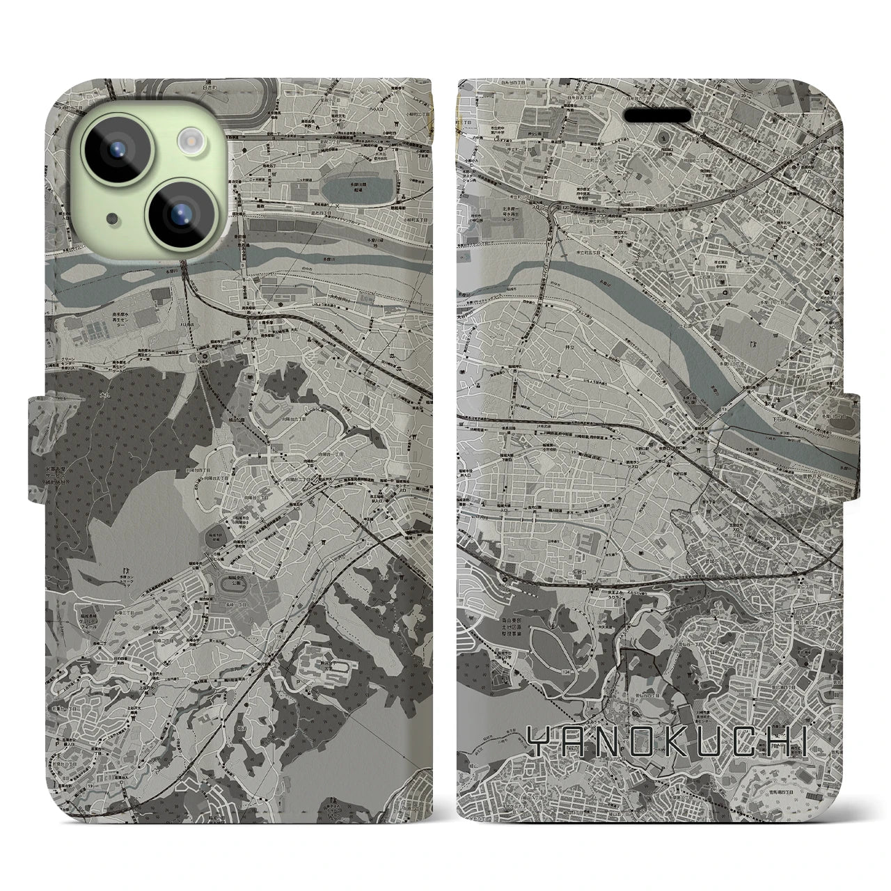 【矢野口(東京都)】地図柄iPhoneケース(手帳タイプ)