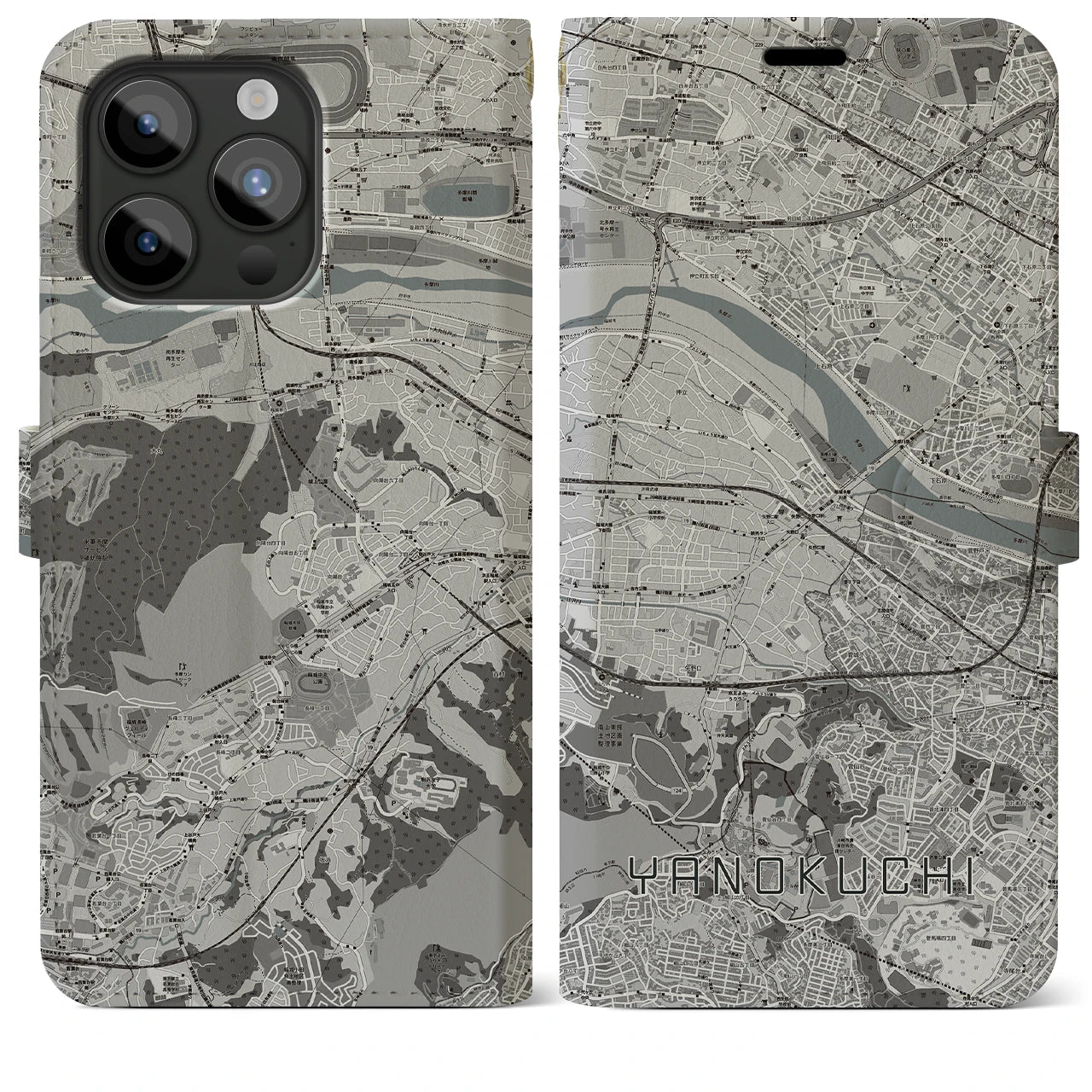 【矢野口(東京都)】地図柄iPhoneケース(手帳タイプ)