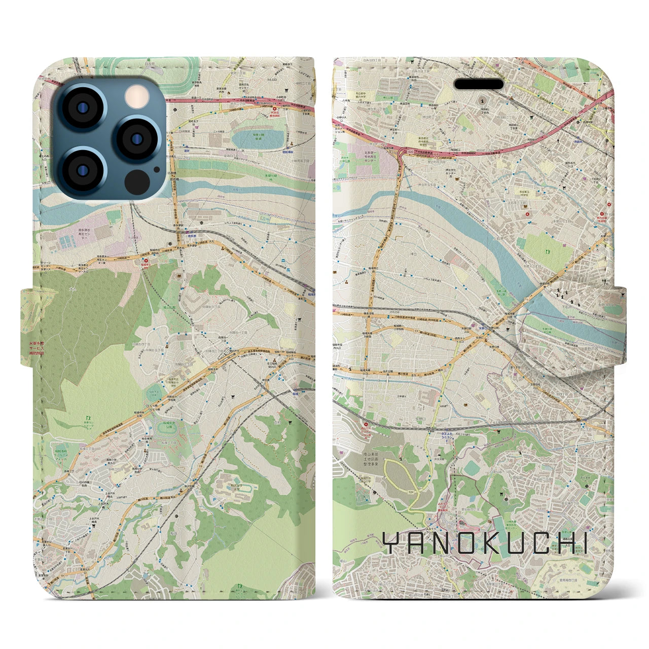 【矢野口(東京都)】地図柄iPhoneケース(手帳タイプ)