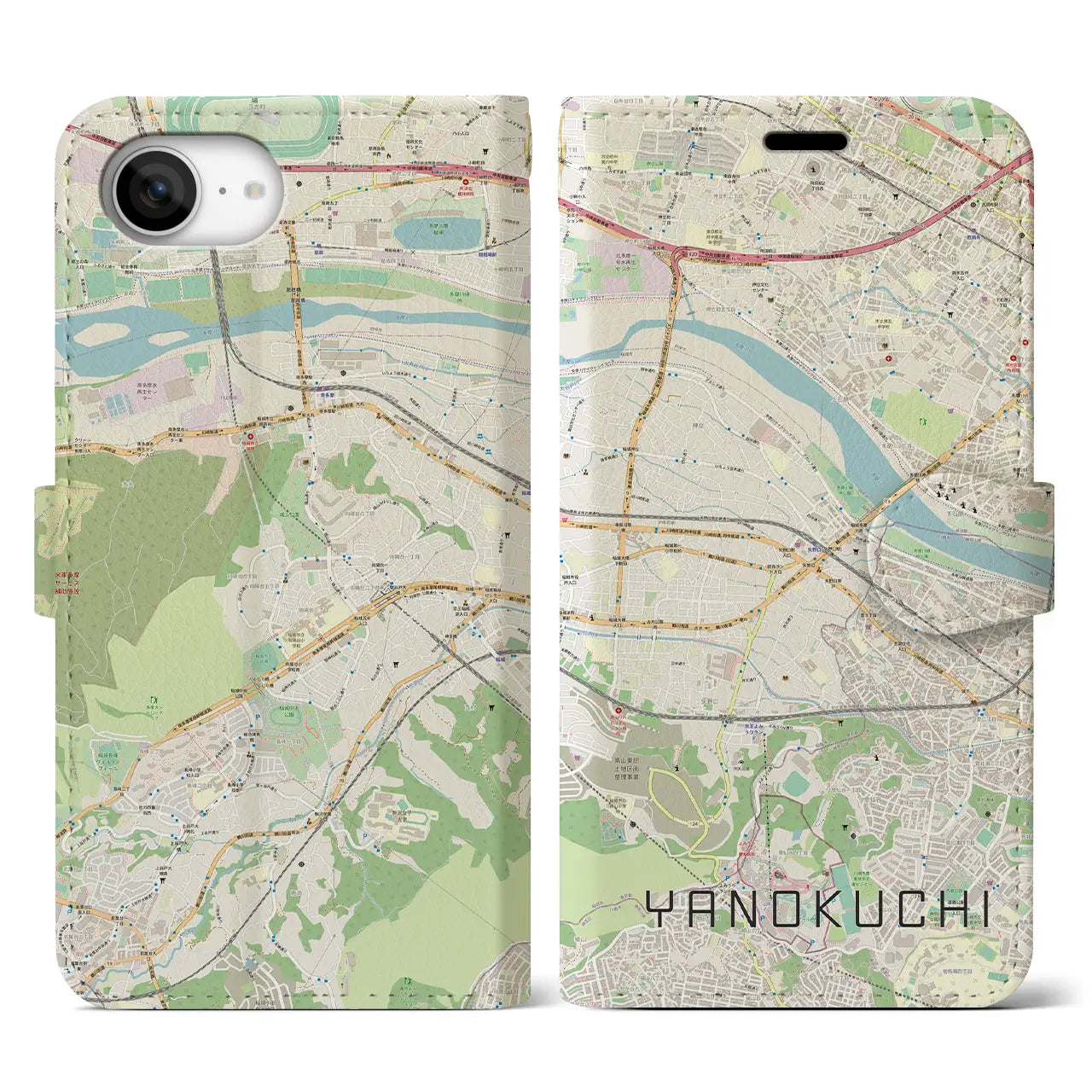 【矢野口(東京都)】地図柄iPhoneケース(手帳タイプ)