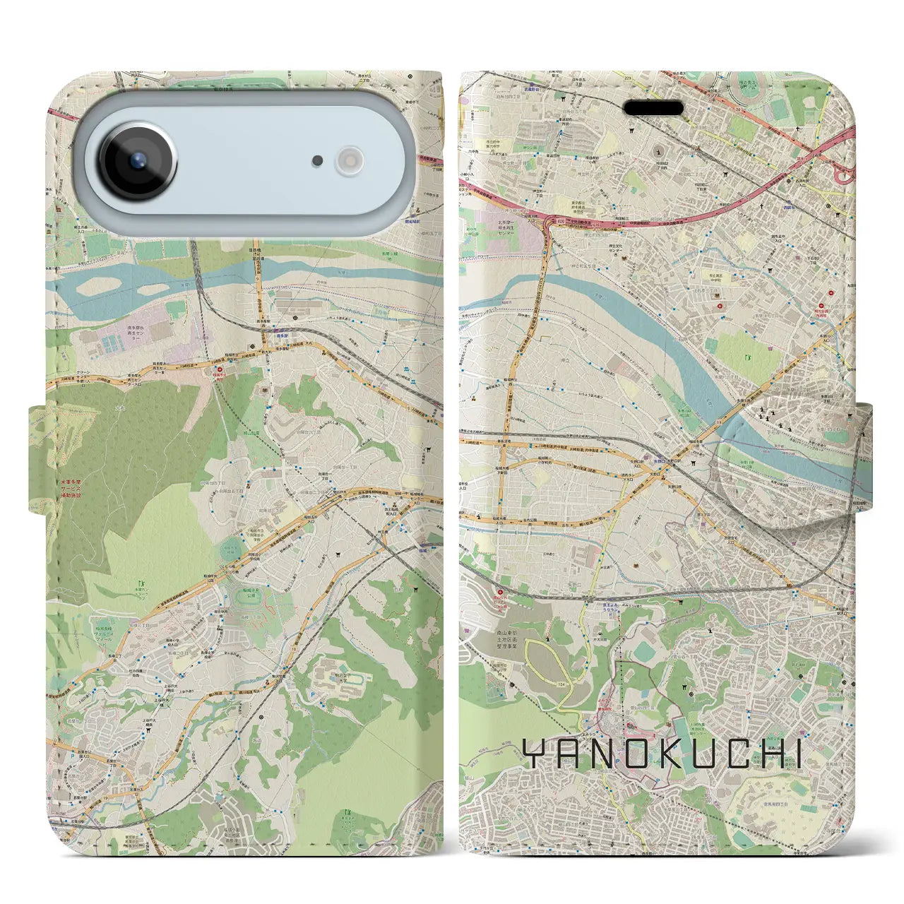 【矢野口(東京都)】地図柄iPhoneケース(手帳タイプ)