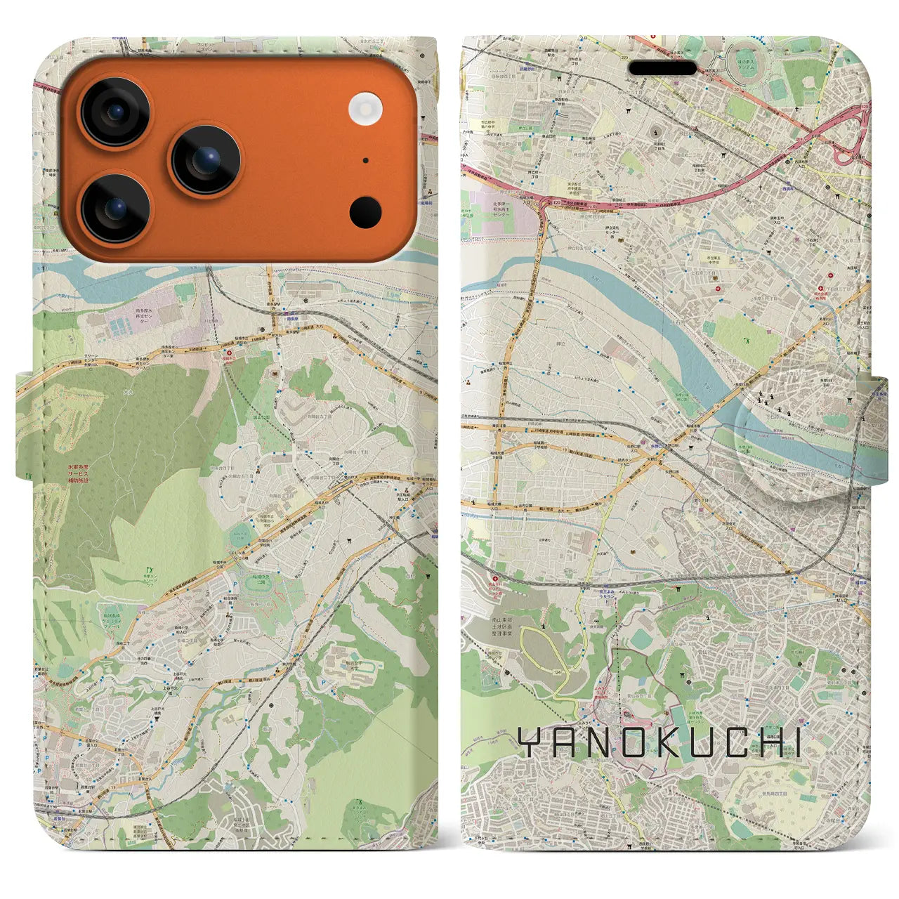 【矢野口(東京都)】地図柄iPhoneケース(手帳タイプ)