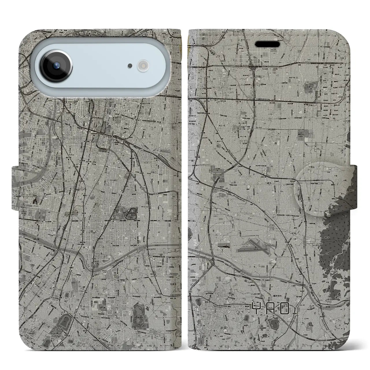 【八尾(大阪府)】地図柄iPhoneケース(手帳タイプ)