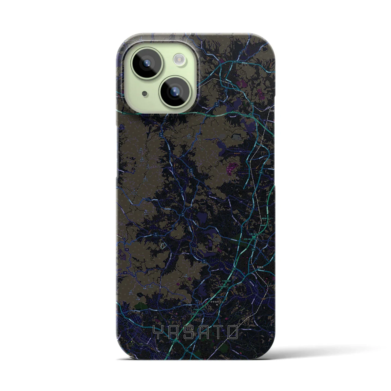 【八郷(茨城県)】地図柄iPhoneケース(バックカバータイプ)