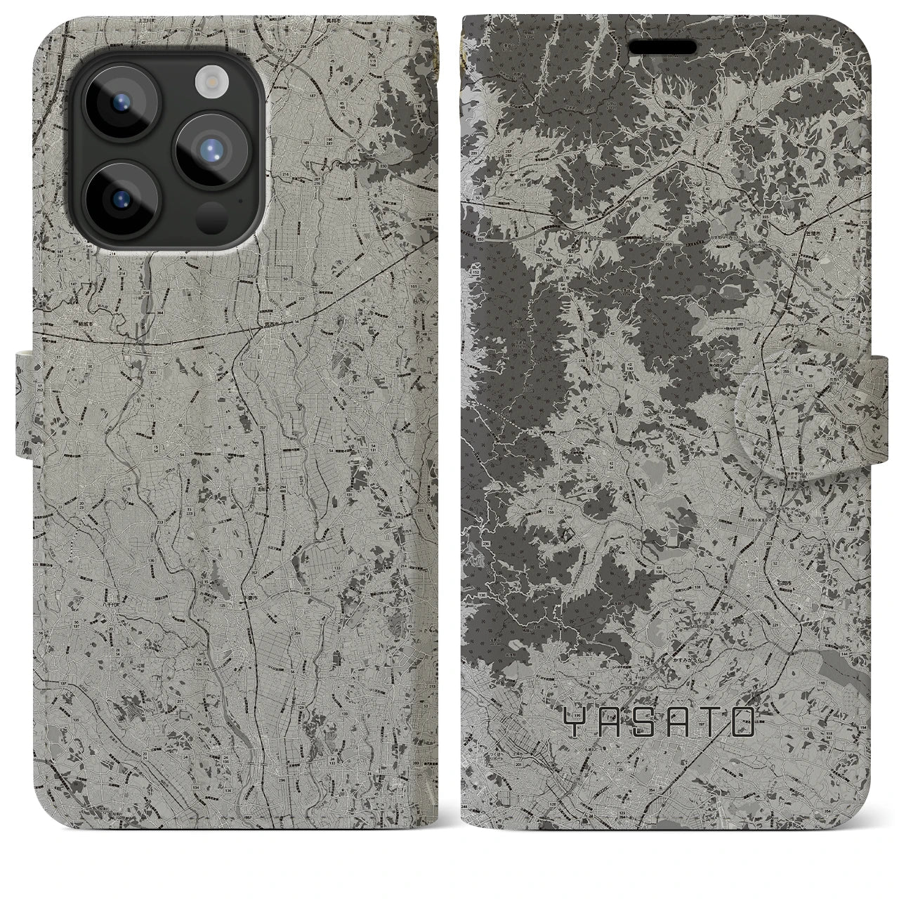 【八郷(茨城県)】地図柄iPhoneケース(手帳タイプ)