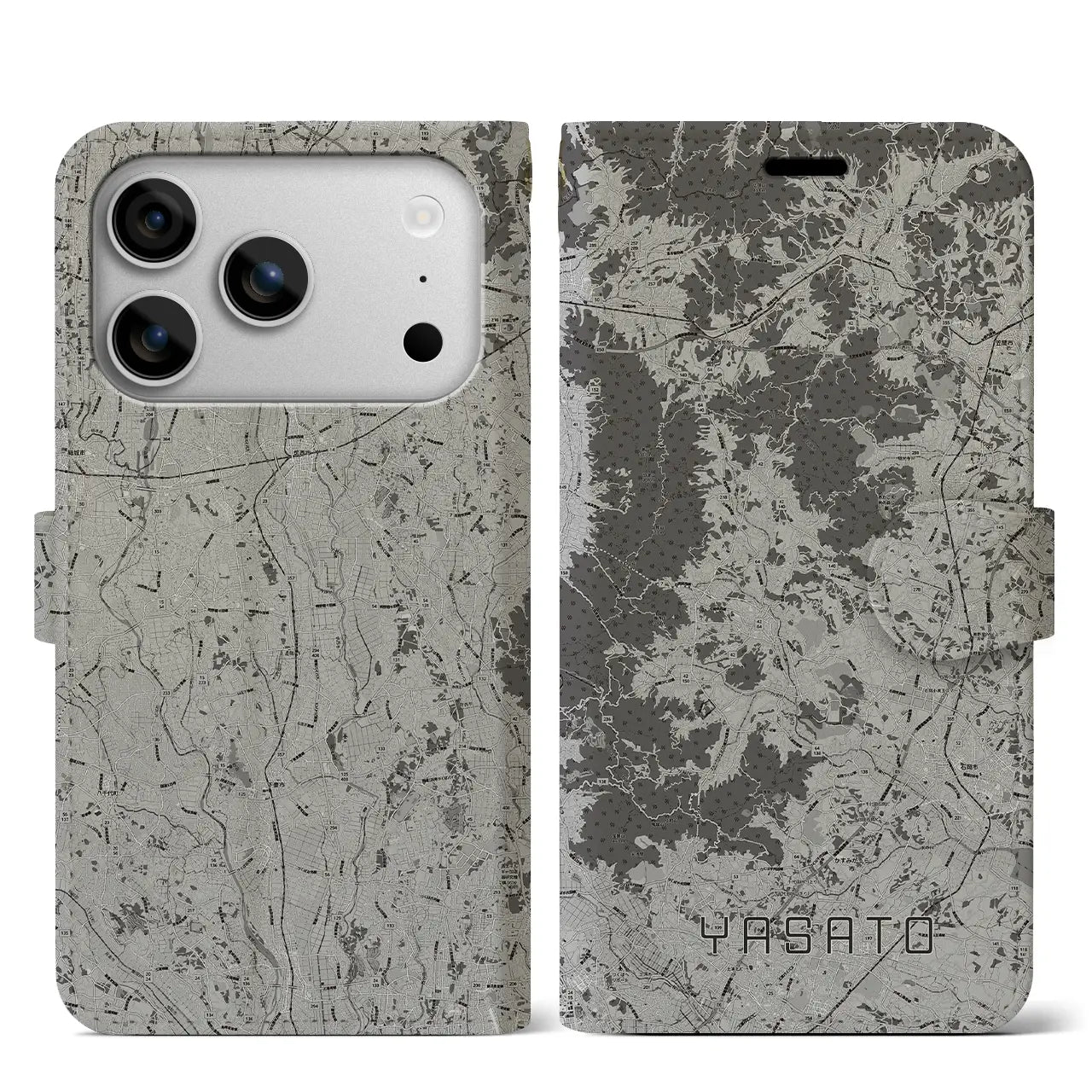 【八郷(茨城県)】地図柄iPhoneケース(手帳タイプ)