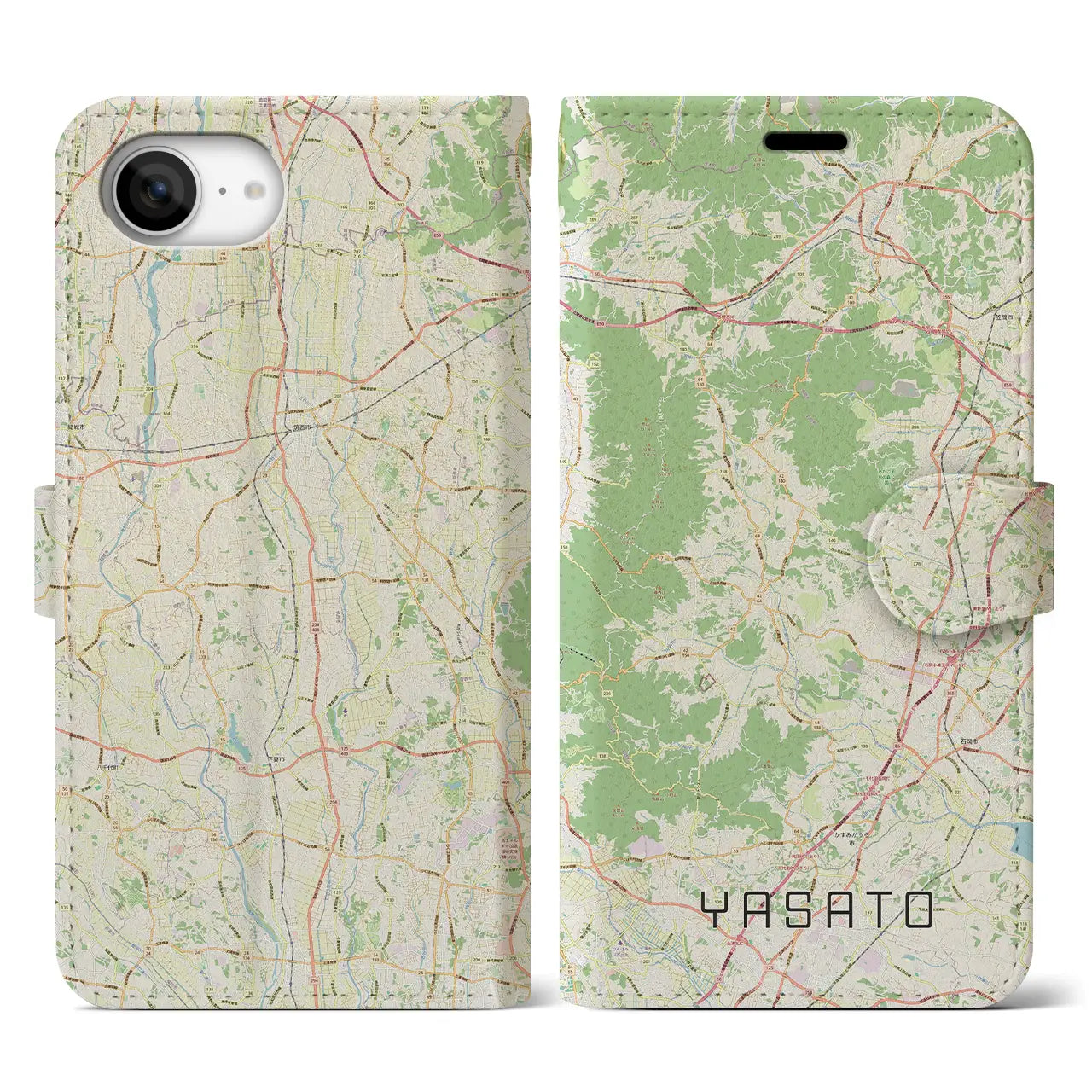【八郷(茨城県)】地図柄iPhoneケース(手帳タイプ)