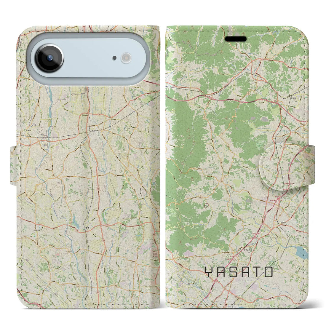 【八郷(茨城県)】地図柄iPhoneケース(手帳タイプ)ナチュラル・iPhone 17 Pro Max 用