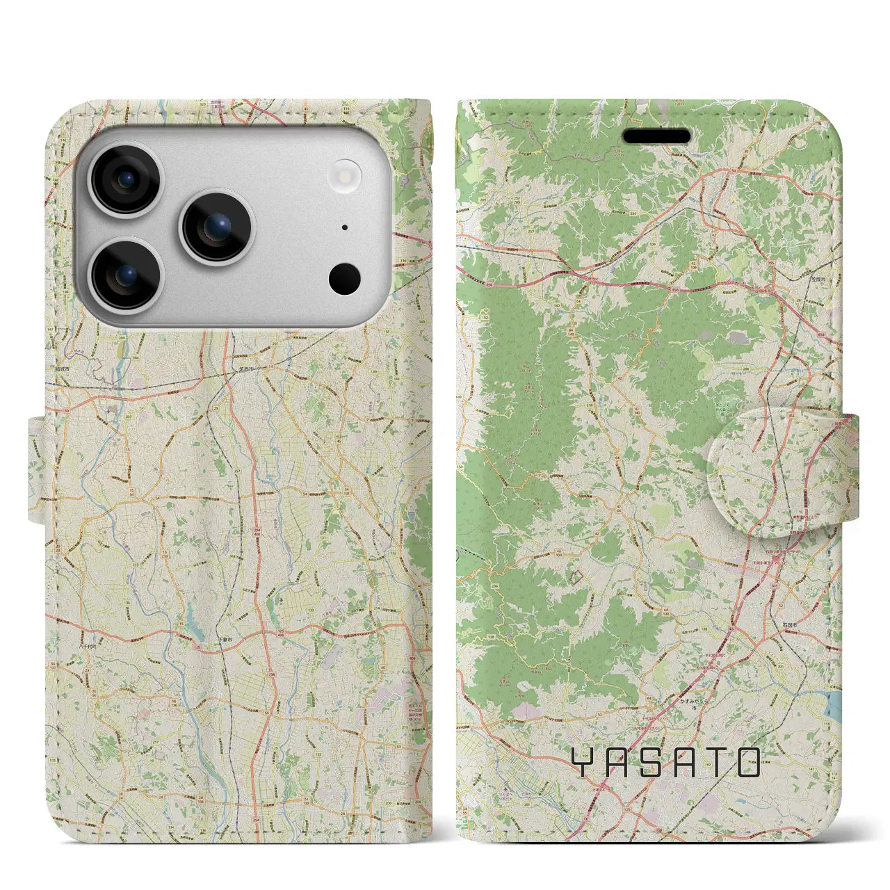 【八郷(茨城県)】地図柄iPhoneケース(手帳タイプ)